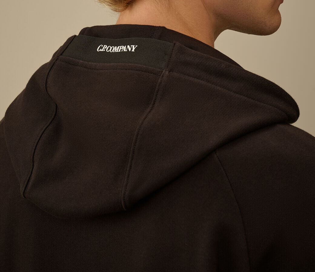 C.P. COMPANY Felpa Uomo Diagonal Raised Fleece Full Zip-Black