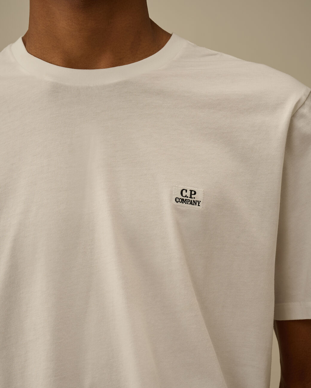 C.P. COMPANY T-shirt Uomo 30/1 Jersey Logo Patch-Gauze White