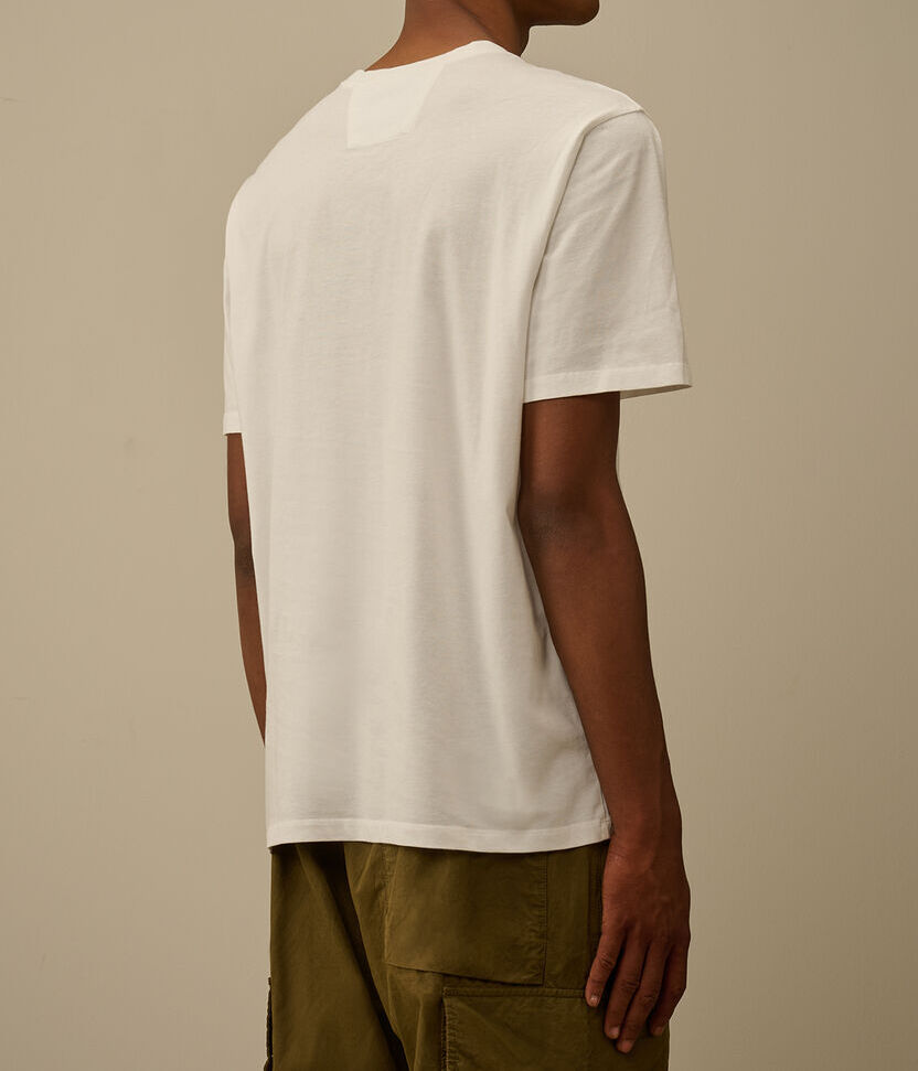 C.P. COMPANY T-shirt Uomo 30/1 Jersey Logo Patch-Gauze White
