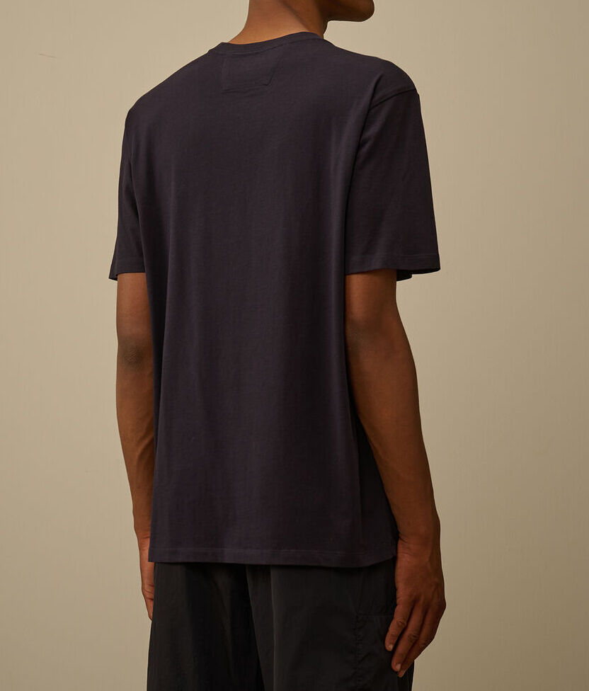 C.P. COMPANY T-shirt Uomo 30/1 Jersey Logo Patch-Total Eclipse Blue