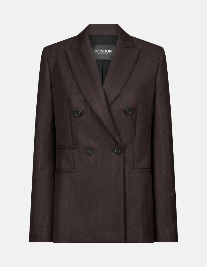 DONDUP Blazer Donna Doppiopetto Gessato Lurex-Cioccolato