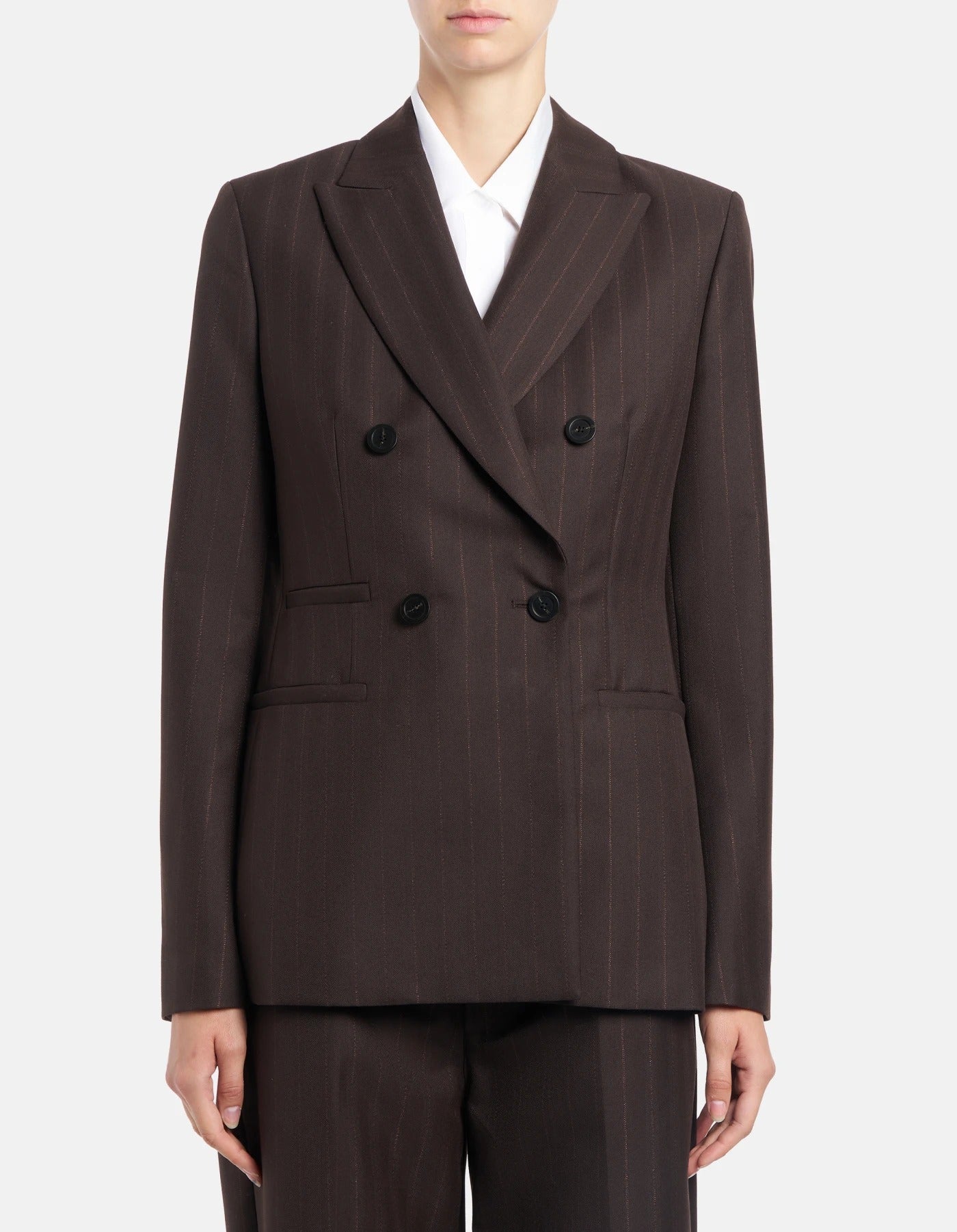 DONDUP Blazer Donna Doppiopetto Gessato Lurex-Cioccolato