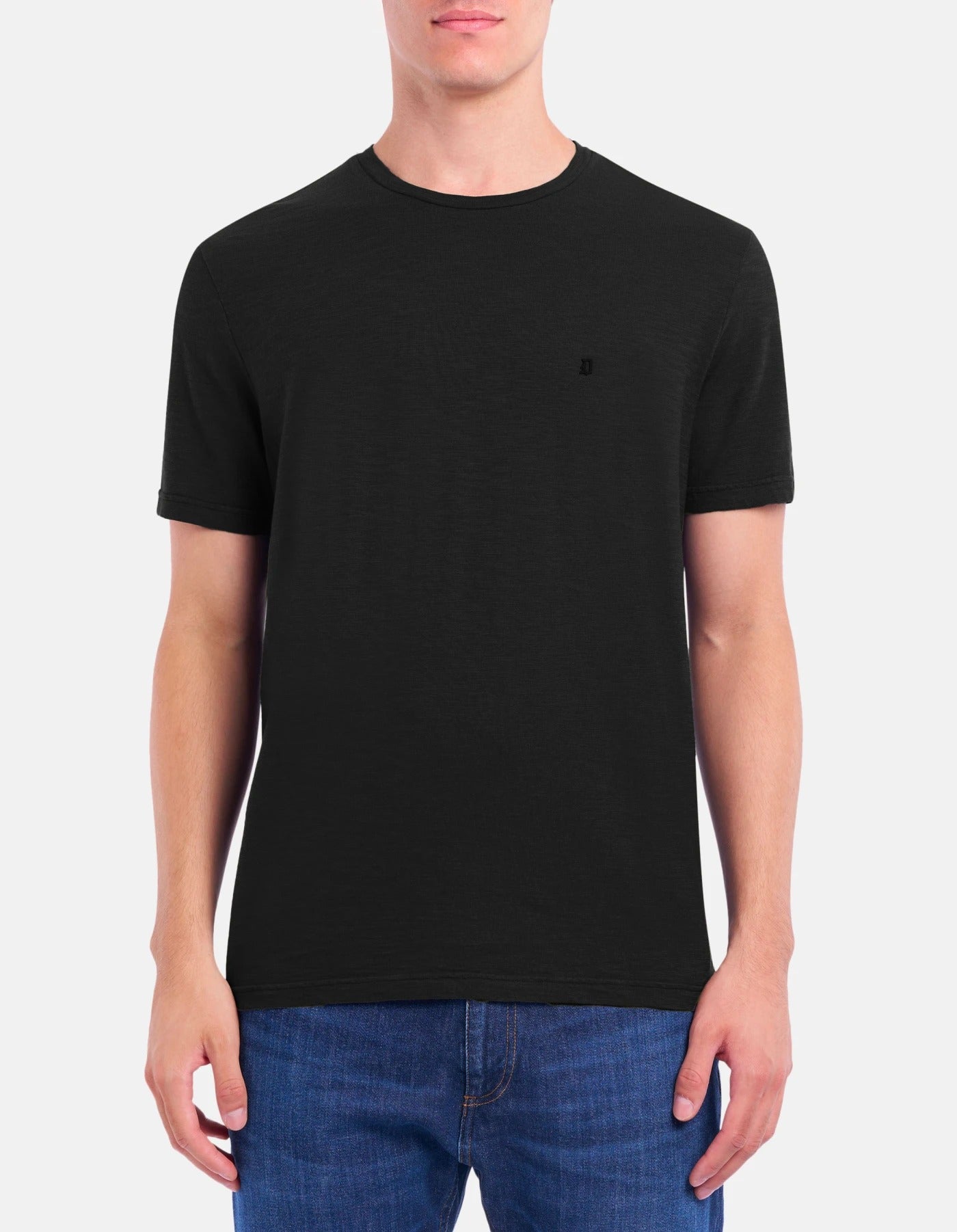 DONDUP T-Shirt Uomo Jersey Regular-Nero