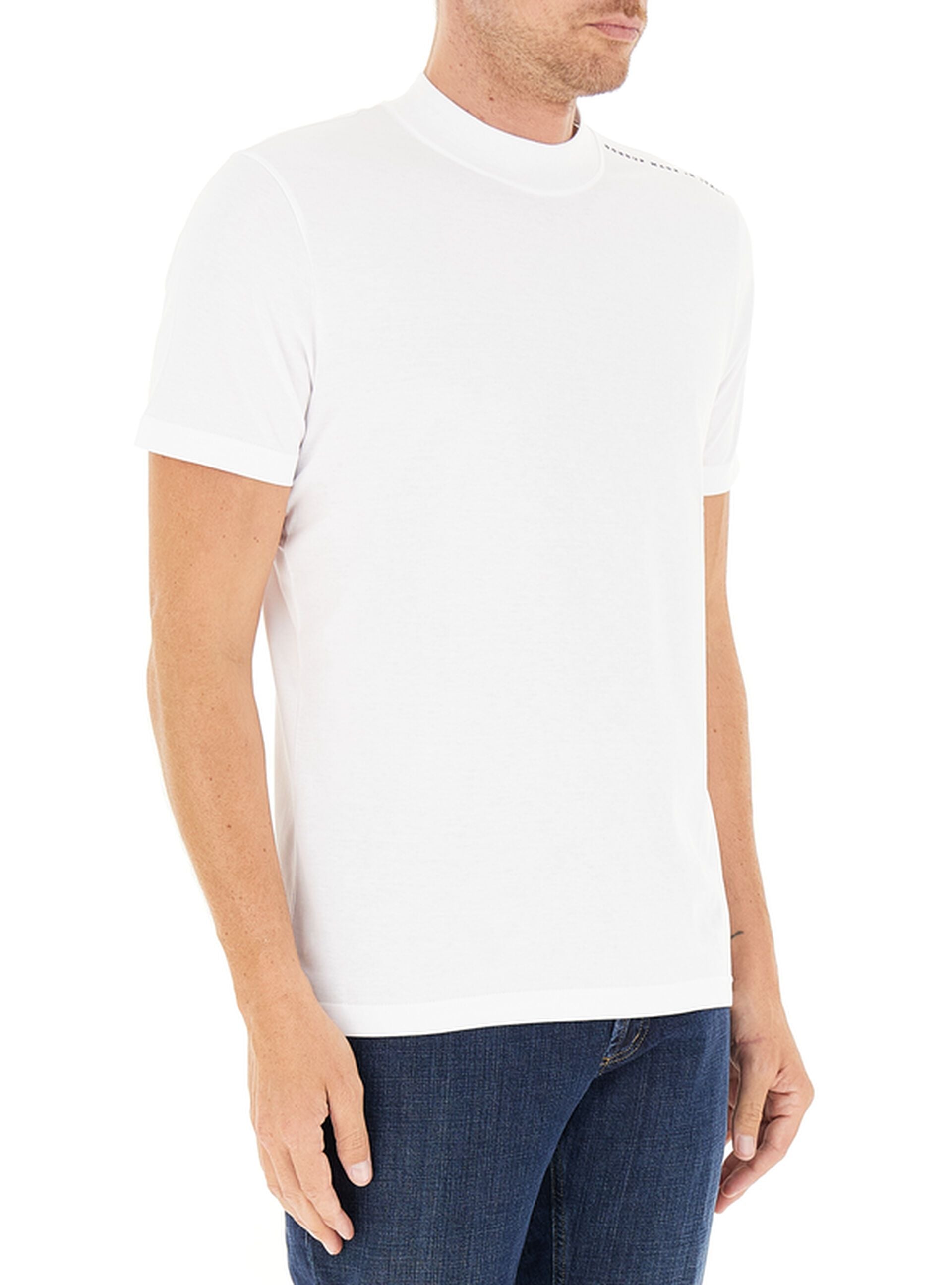 DONDUP T-Shirt Uomo Jersey Over Logo Lettering-Bianco