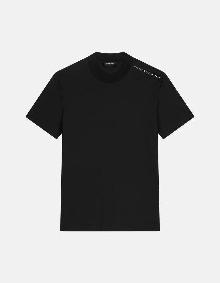 DONDUP T-Shirt Uomo Jersey Over Logo Lettering-Nero