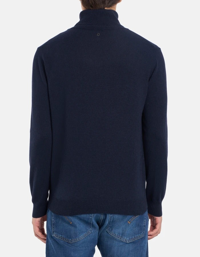 DONDUP Maglia Dolcevita Uomo Lana Seta Regular-Blu Universo