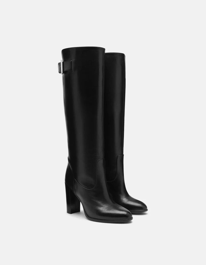 DONDUP Stivale Donna Nappa Tacco-Nero