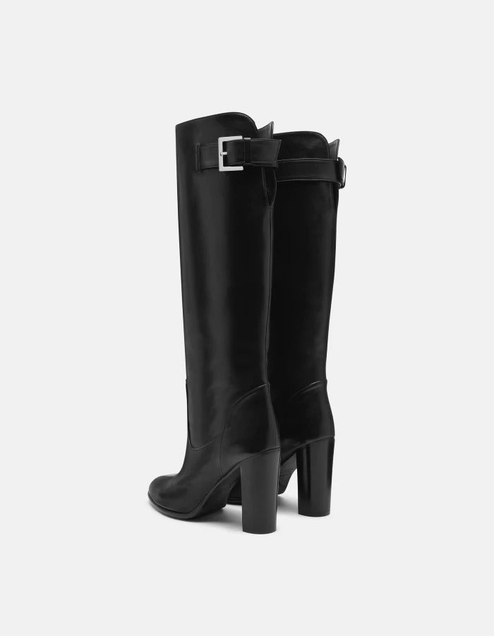 DONDUP Stivale Donna Nappa Tacco-Nero