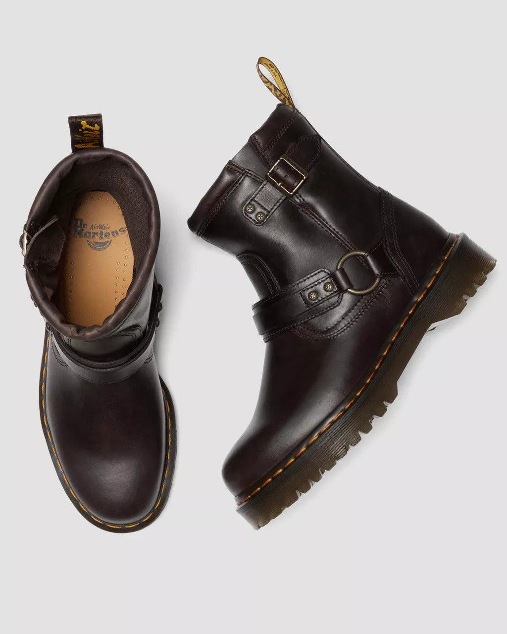 DR. MARTENS Stivale Donna ANISTONE HARNESS CRAZY HORSE-Dark Brown