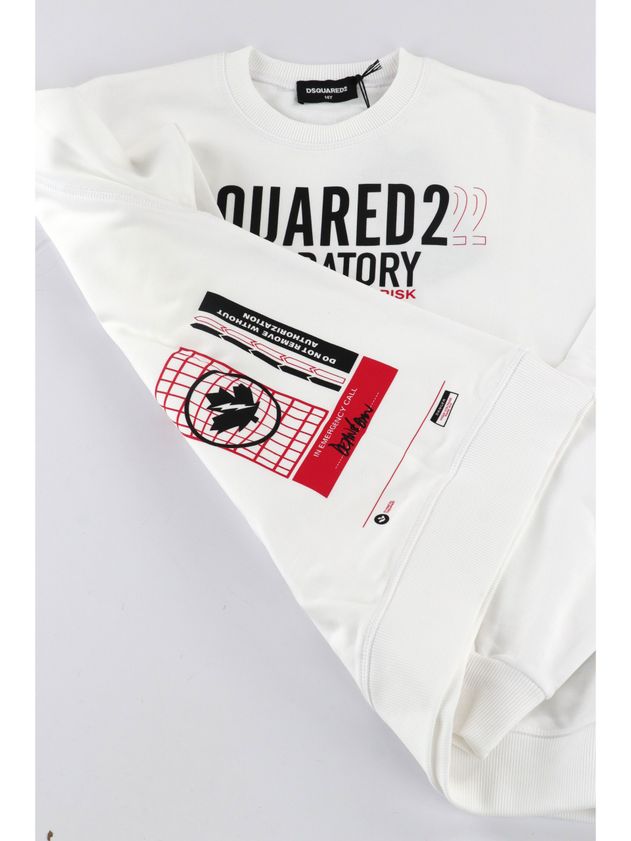 DSQUARED2 Felpa Junior Logo Laboratory-Bianco