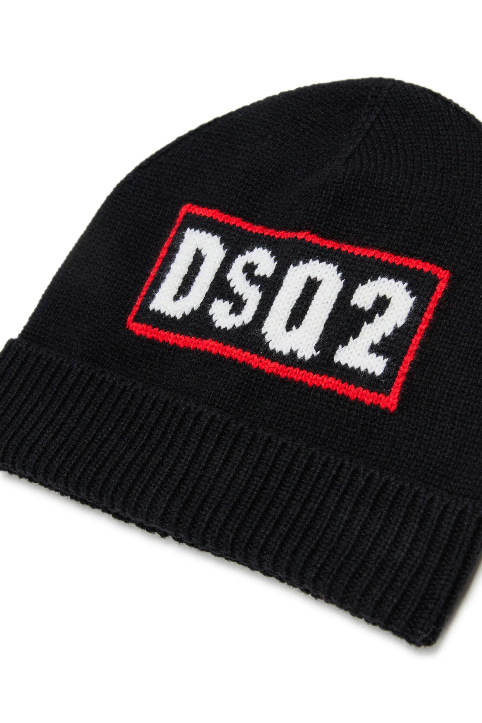 DSQUARED2 Berretto Junior Logo Jacquard-Nero