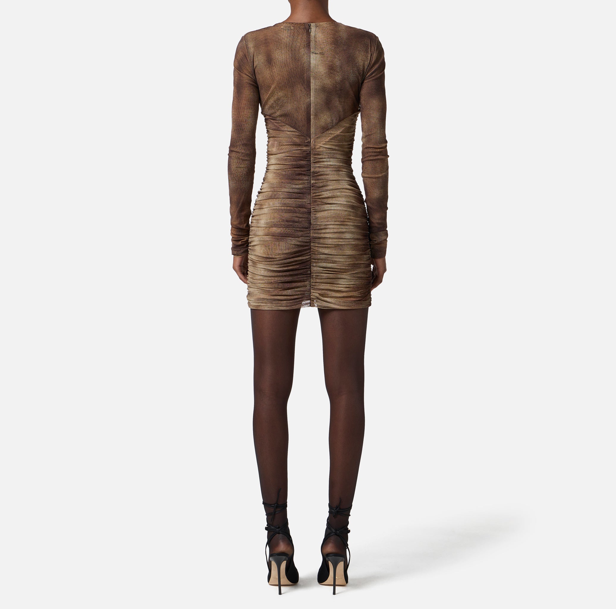 ELISABETTA FRANCHI Abito Corto Tulle Collana-Lizard