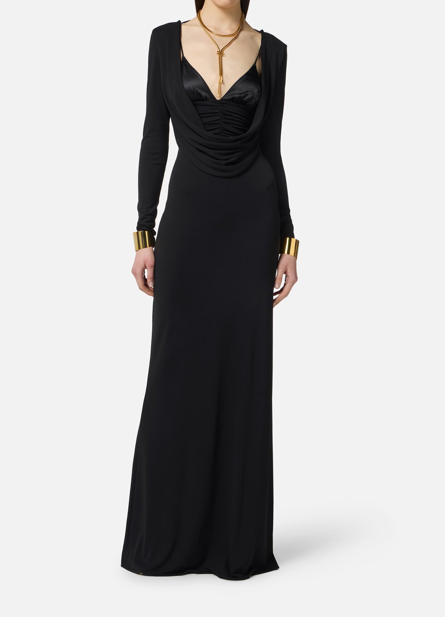 ELISABETTA FRANCHI Abito Red Carpet Jersey Crêpe Viscosa-Nero