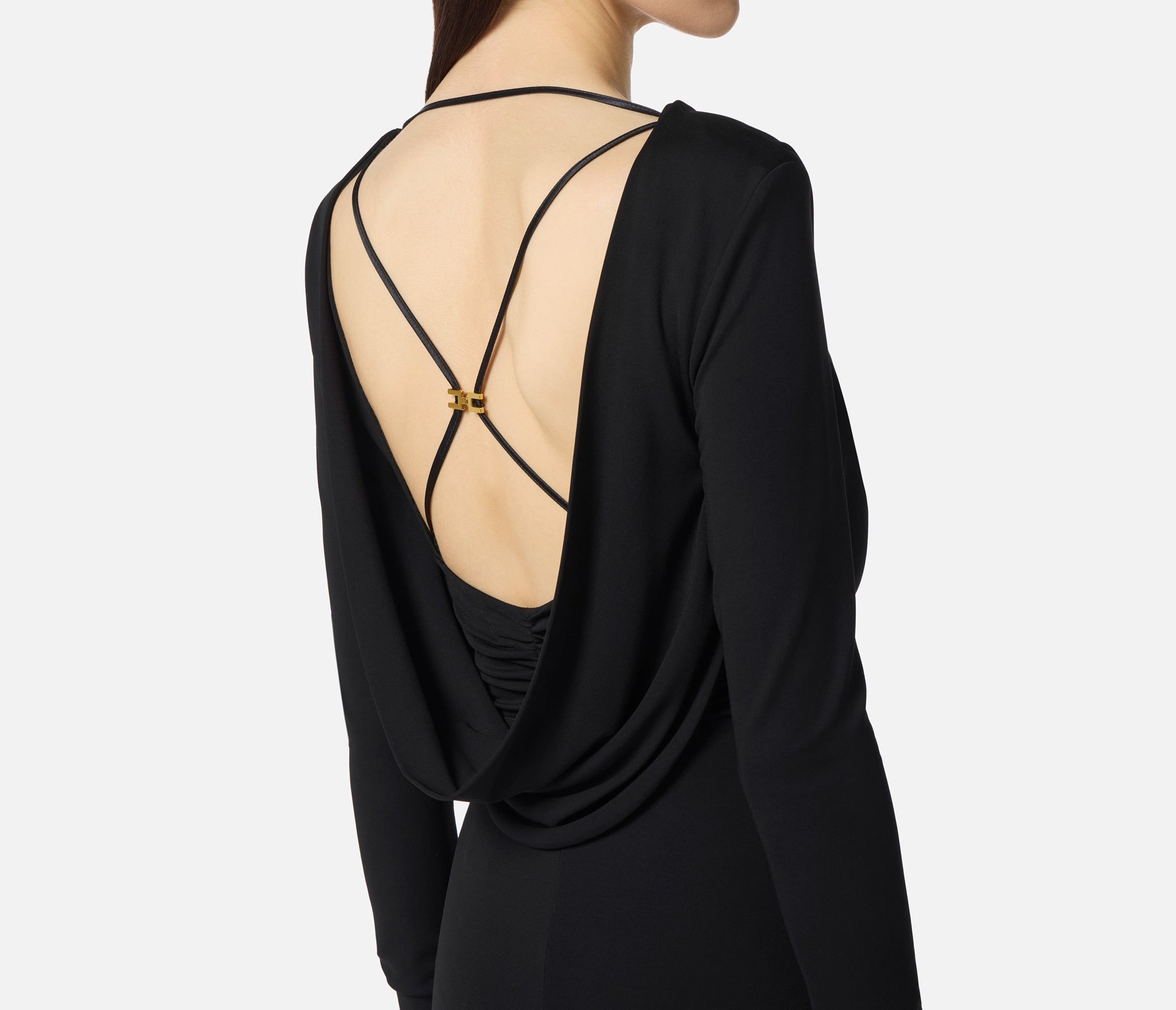 ELISABETTA FRANCHI Abito Red Carpet Jersey Crêpe Viscosa-Nero