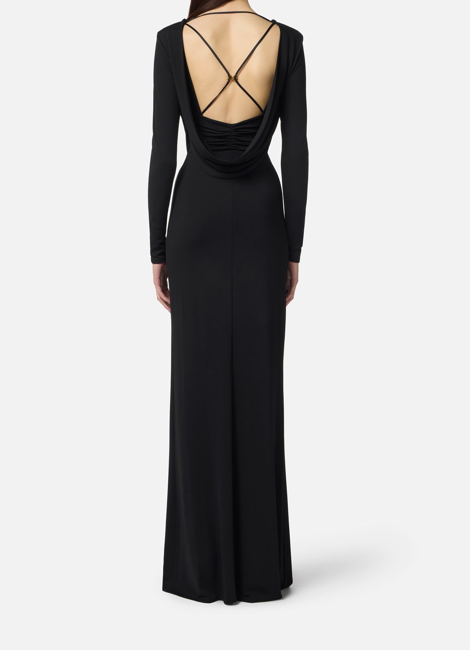 ELISABETTA FRANCHI Abito Red Carpet Jersey Crêpe Viscosa-Nero