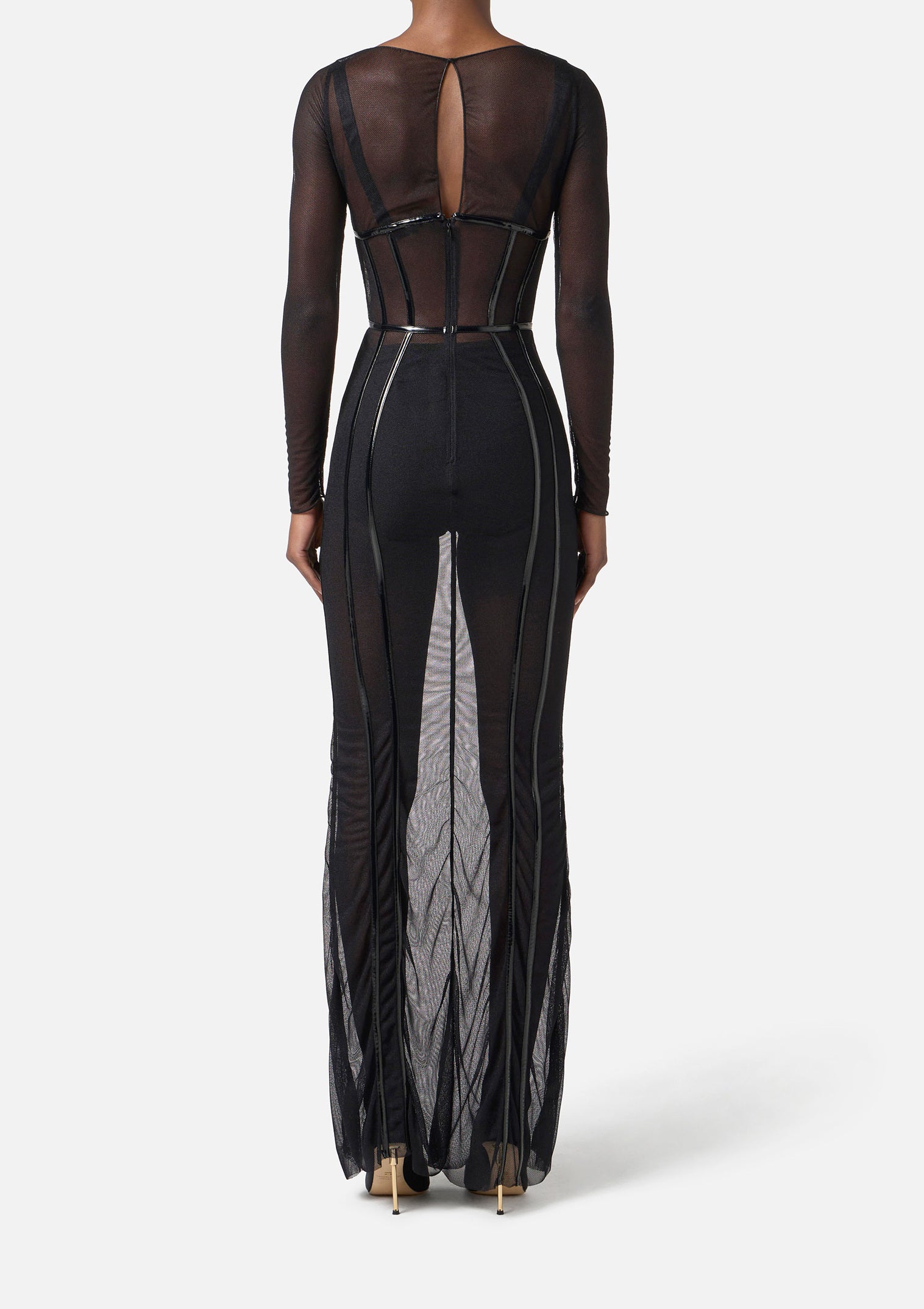 ELISABETTA FRANCHI Abito Red Carpet Tulle-Nero