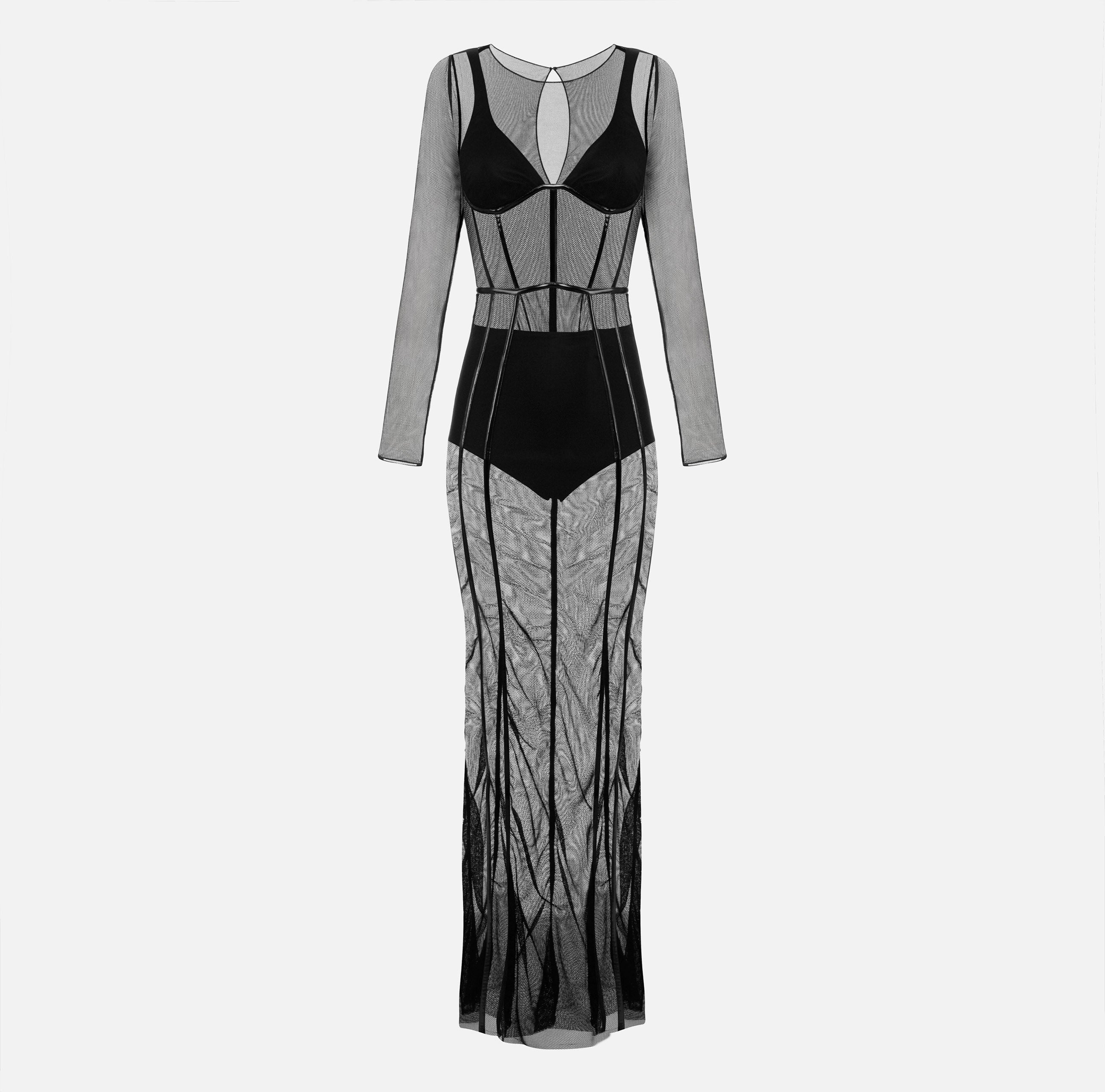 ELISABETTA FRANCHI Abito Red Carpet Tulle-Nero