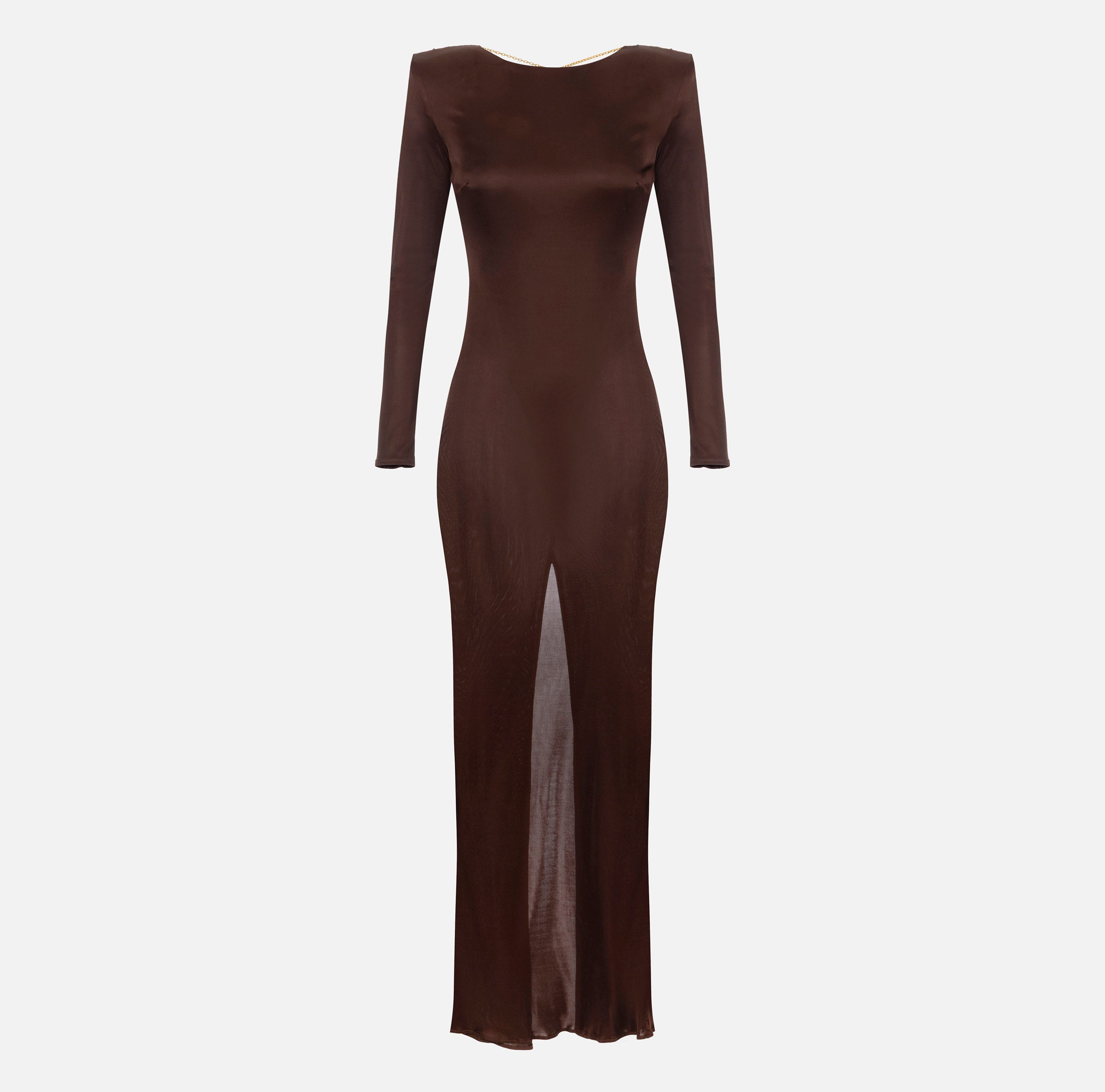 ELISABETTA FRANCHI Abito Red Carpet Jersey Viscosa-Caffè