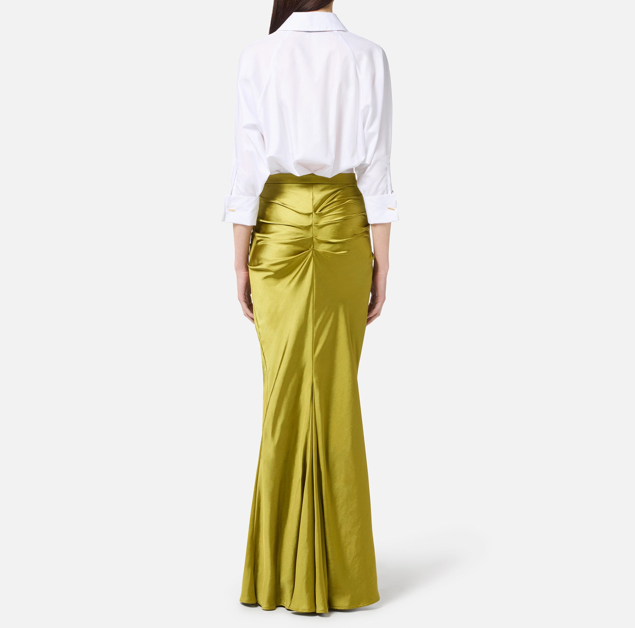 ELISABETTA FRANCHI Abito Red Carpet Popeline Raso Papillon-Bianco Iguana