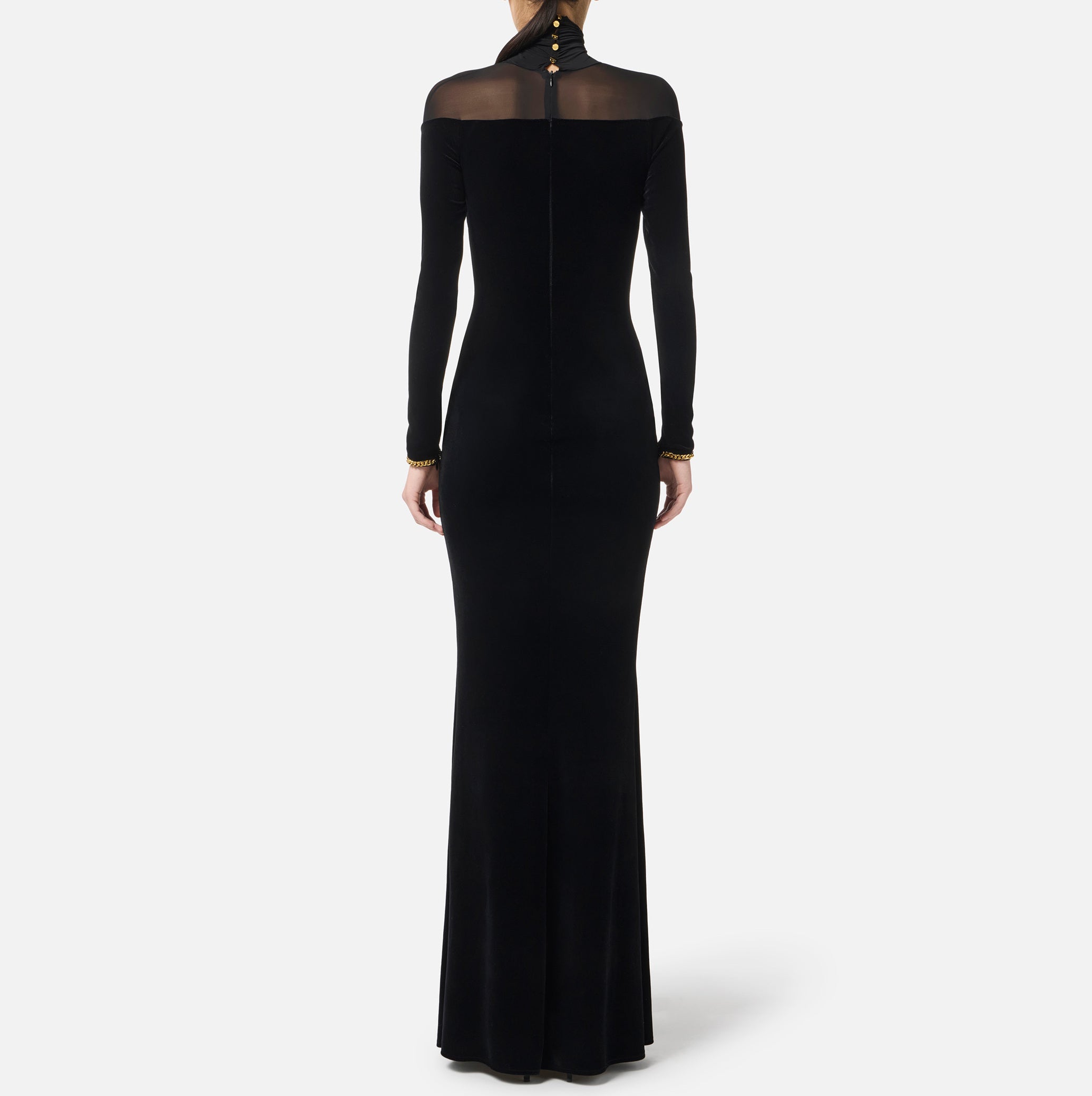 ELISABETTA FRANCHI Abito Red Carpet Velluto Jersey-Nero