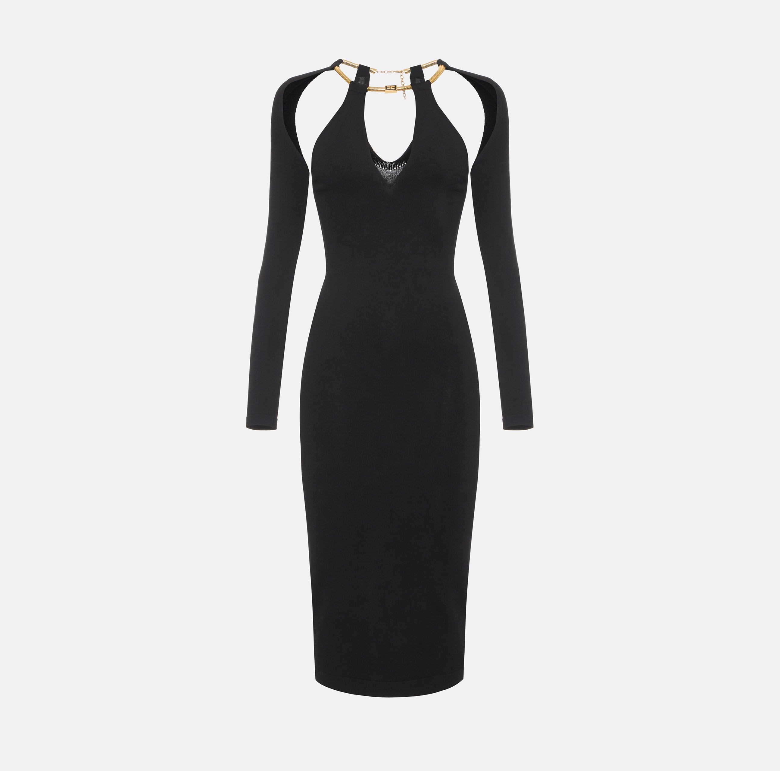 ELISABETTA FRANCHI Abito Midi Maglia Collana Snake-Nero