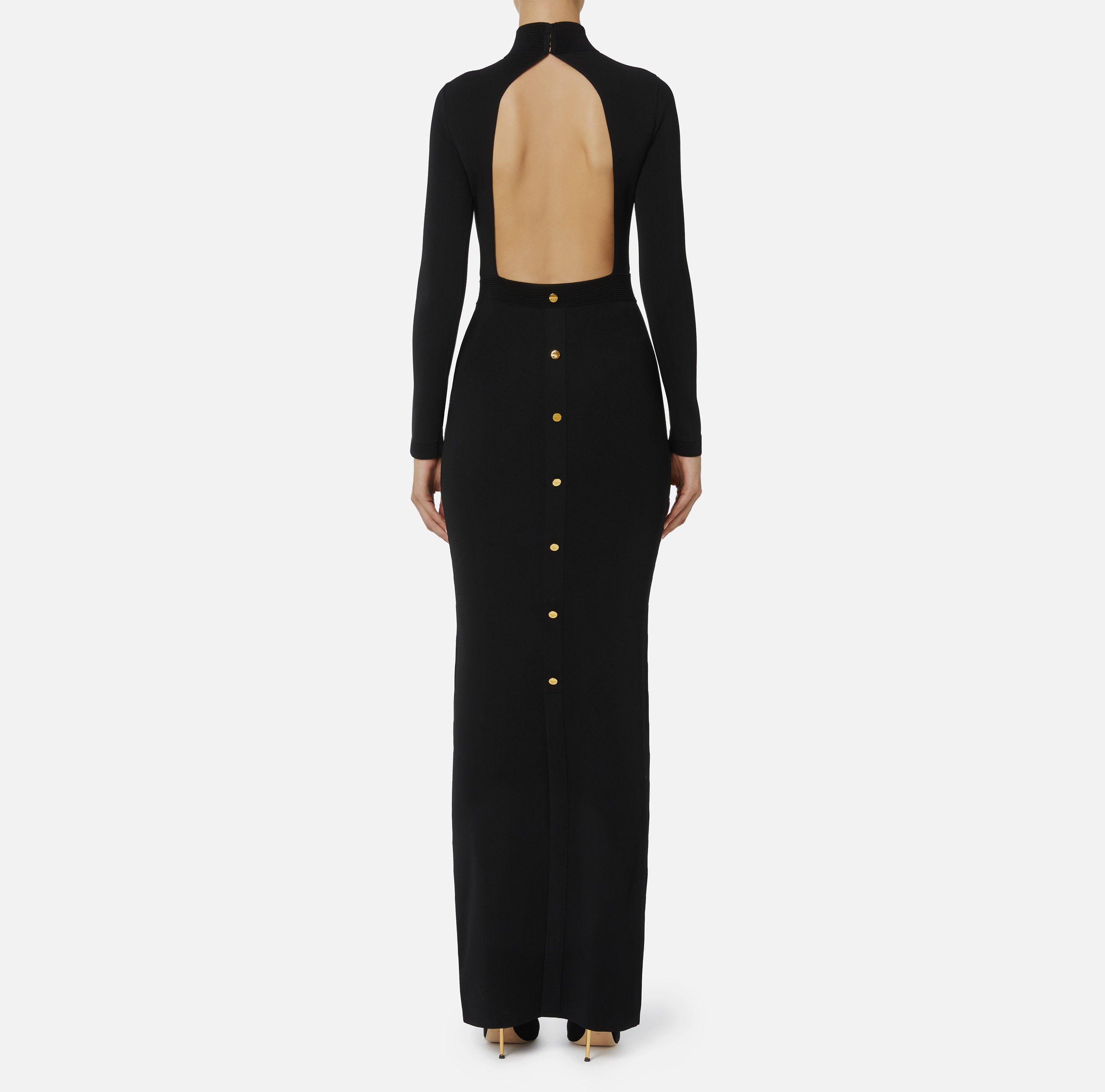 ELISABETTA FRANCHI Abito Lungo Maglia Viscosa Gemelli-Nero