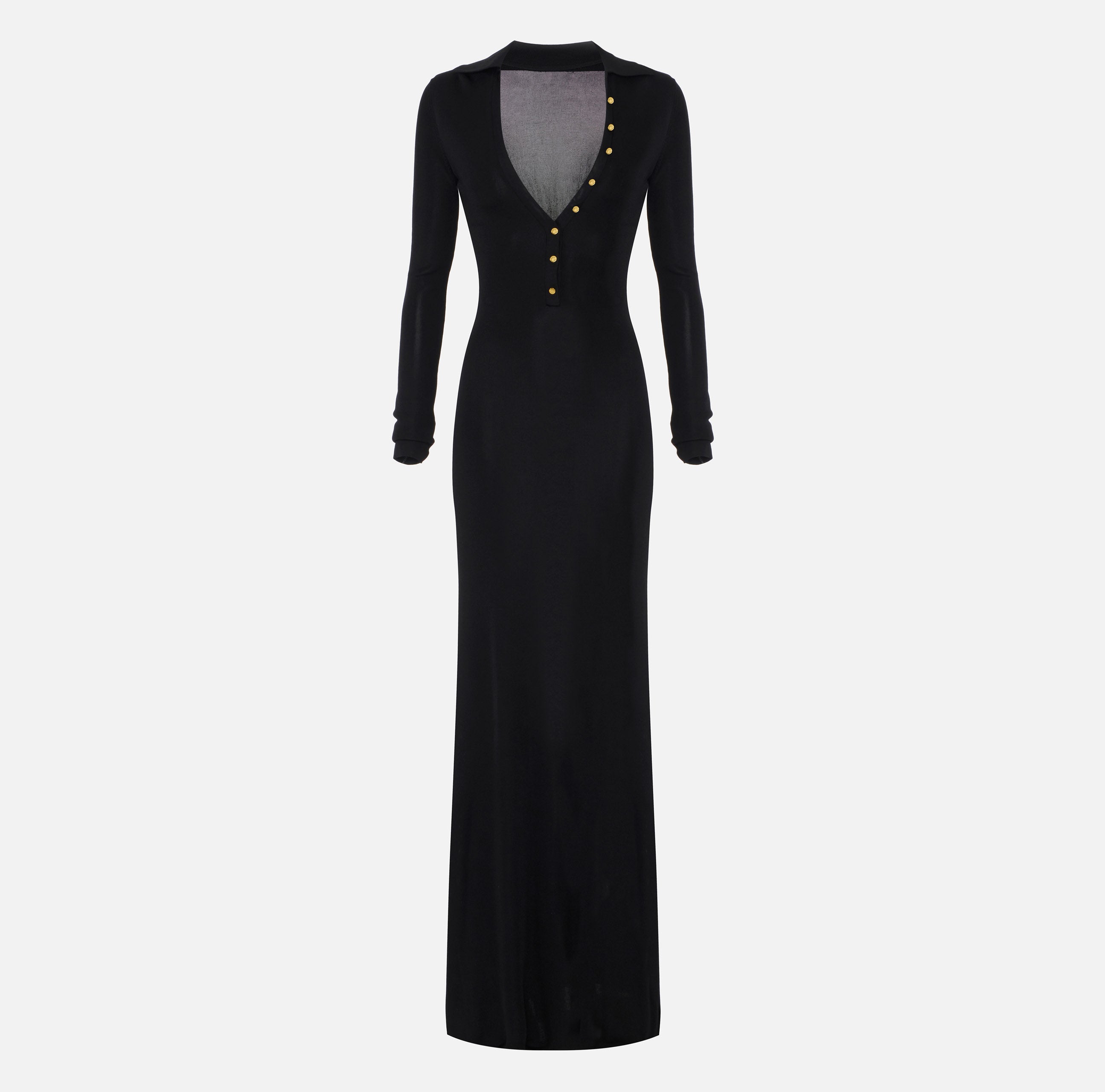 ELISABETTA FRANCHI Abito Red Carpet Viscosa Bottoni-Nero