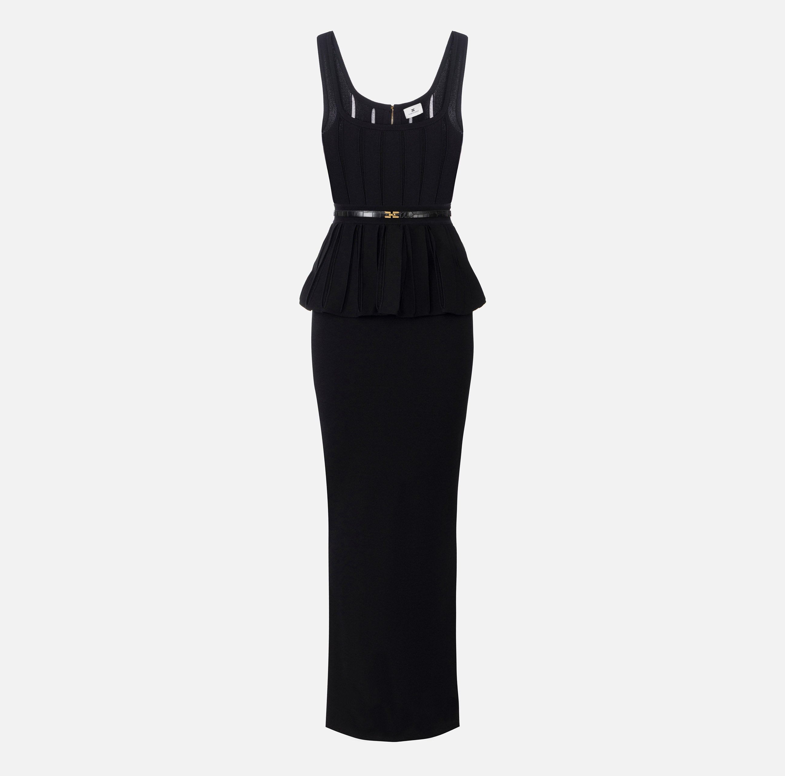 ELISABETTA FRANCHI Abito Red Carpet Maglia Viscosa Cintura-Nero