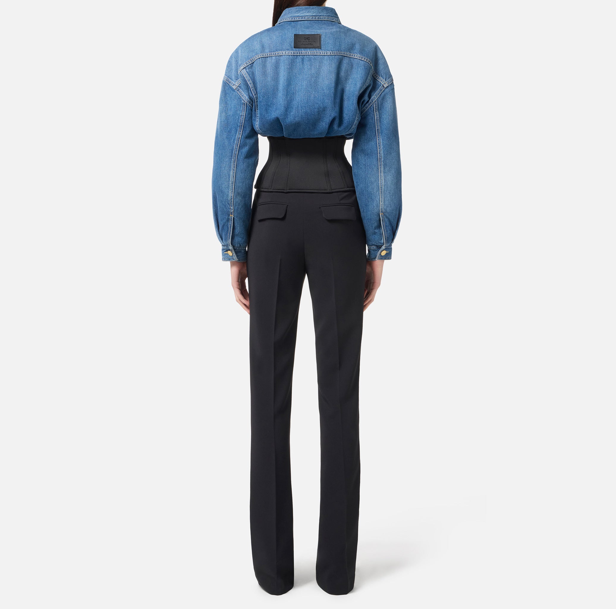 ELISABETTA FRANCHI GIUBBINO Jeans Neoprene-Blue Denim Nero