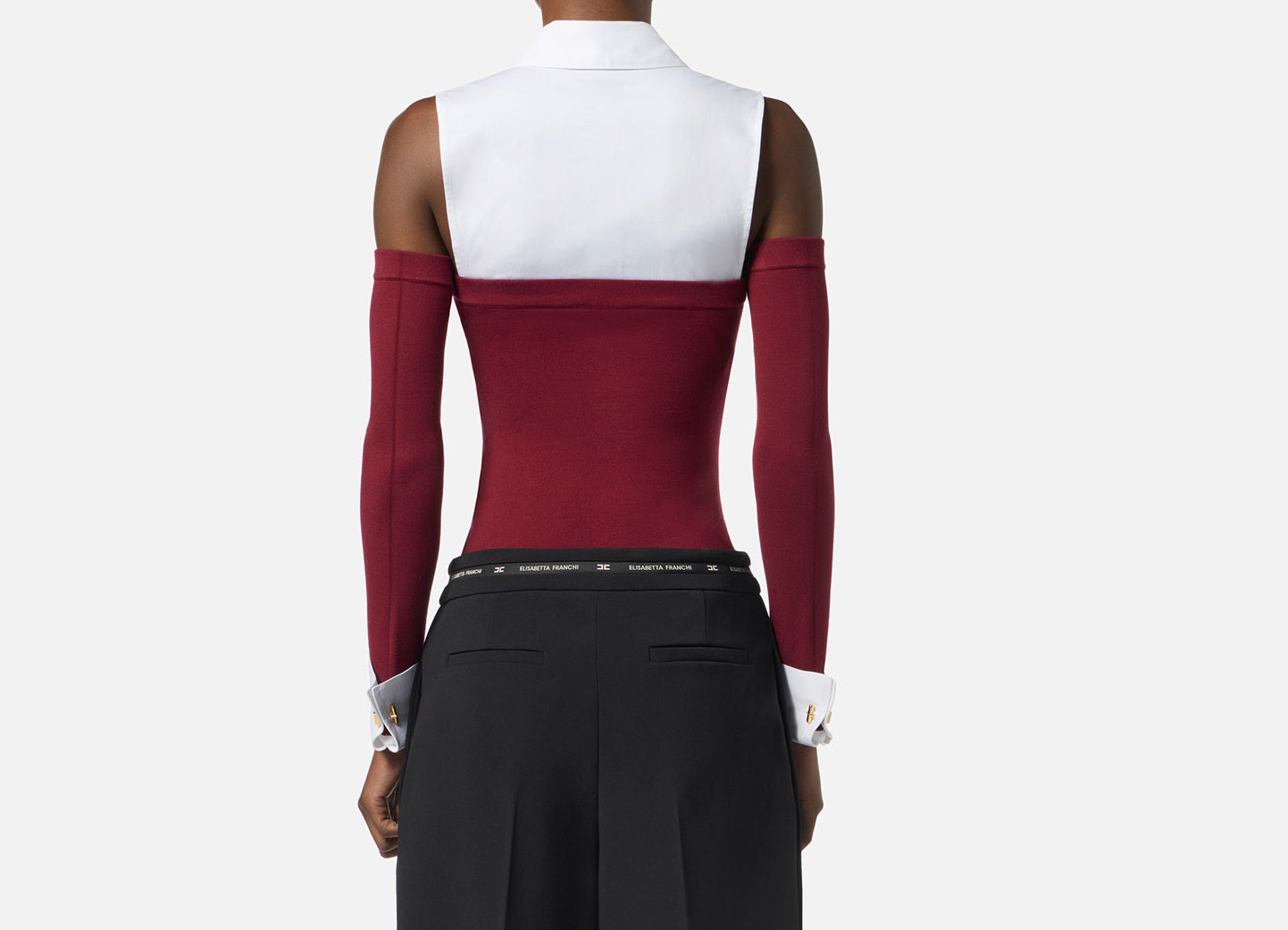 ELISABETTA FRANCHI Body Maglia Viscosa Popeline Cotone-Rouge Noir Bianco