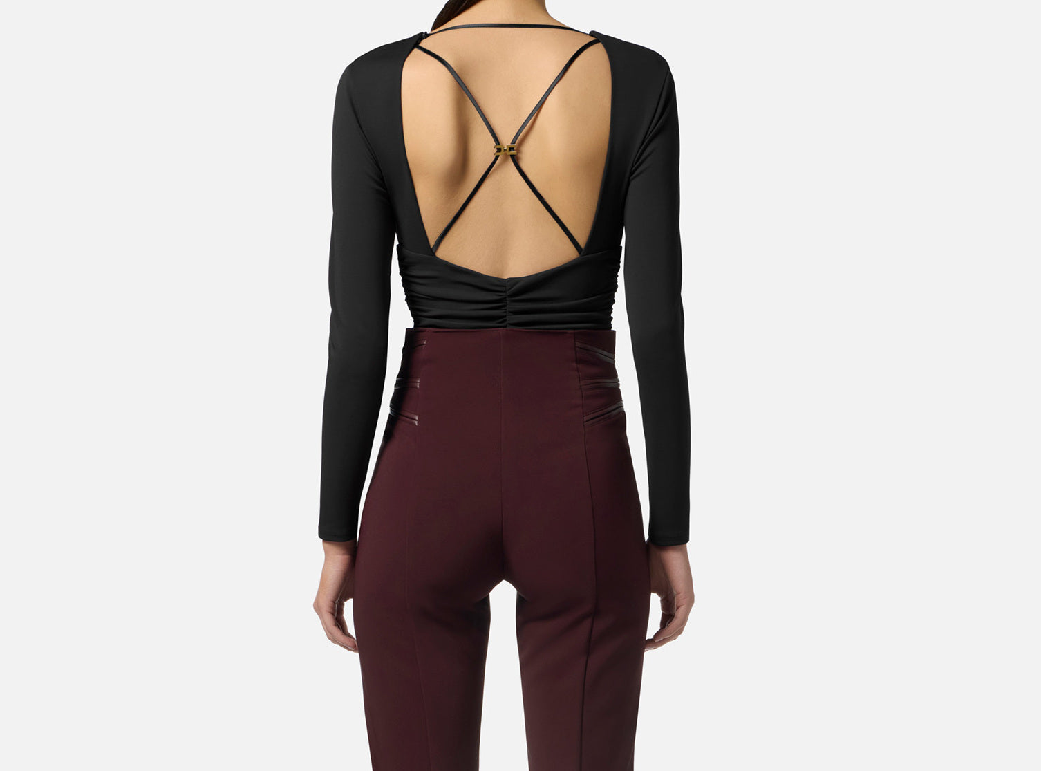 ELISABETTA FRANCHI Body Jersey Crêpe Viscosa-Nero