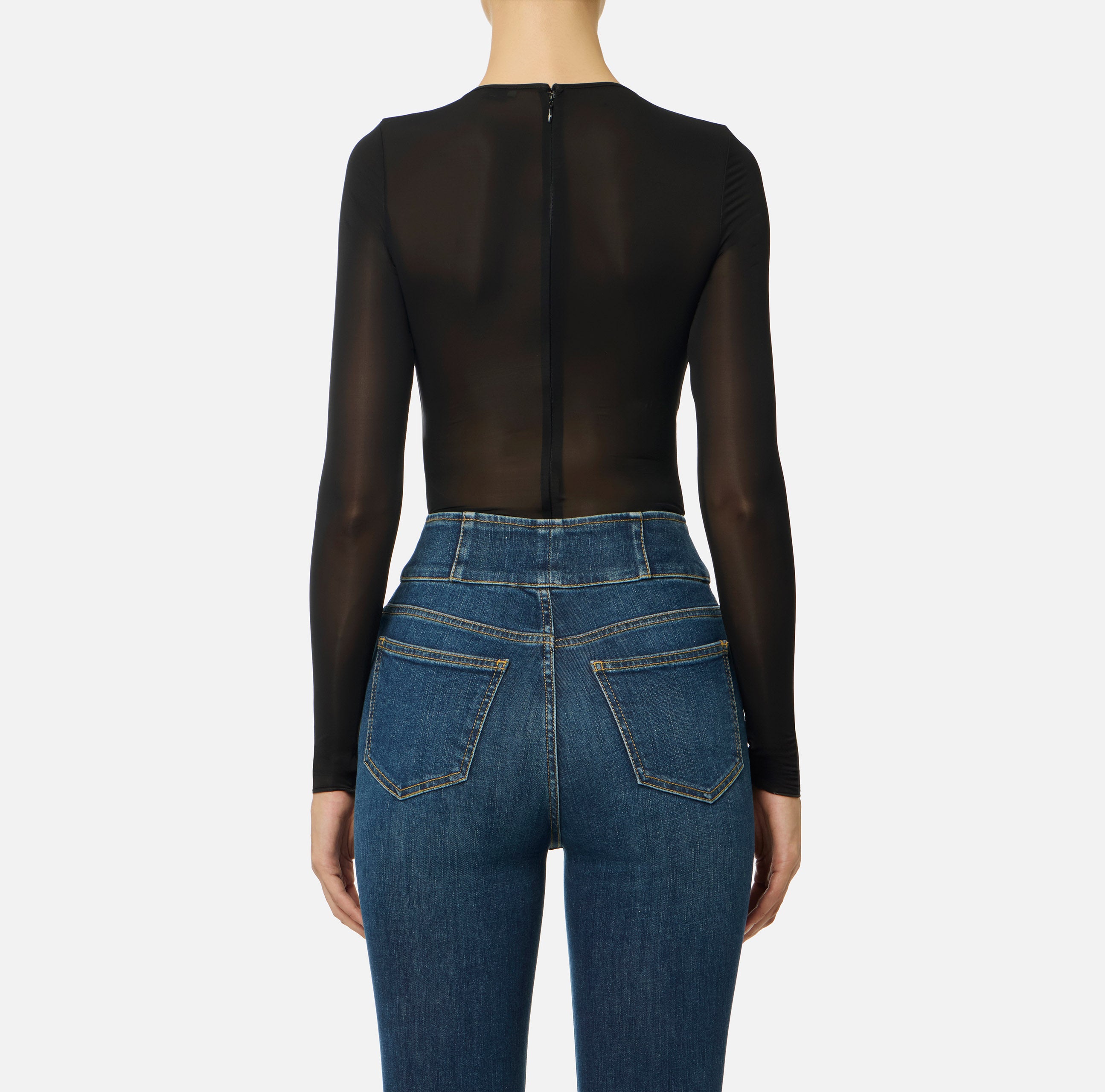 ELISABETTA FRANCHI Body Jersey Viscosa Gioiello-Nero