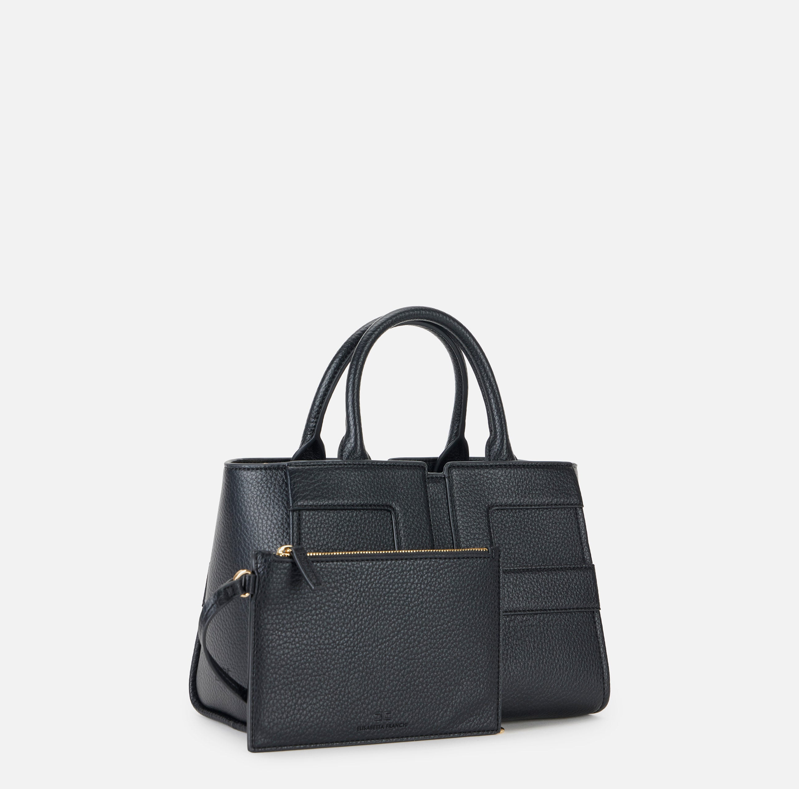 ELISABETTA FRANCHI Borsa Tote Media Maxi Logo-Nero
