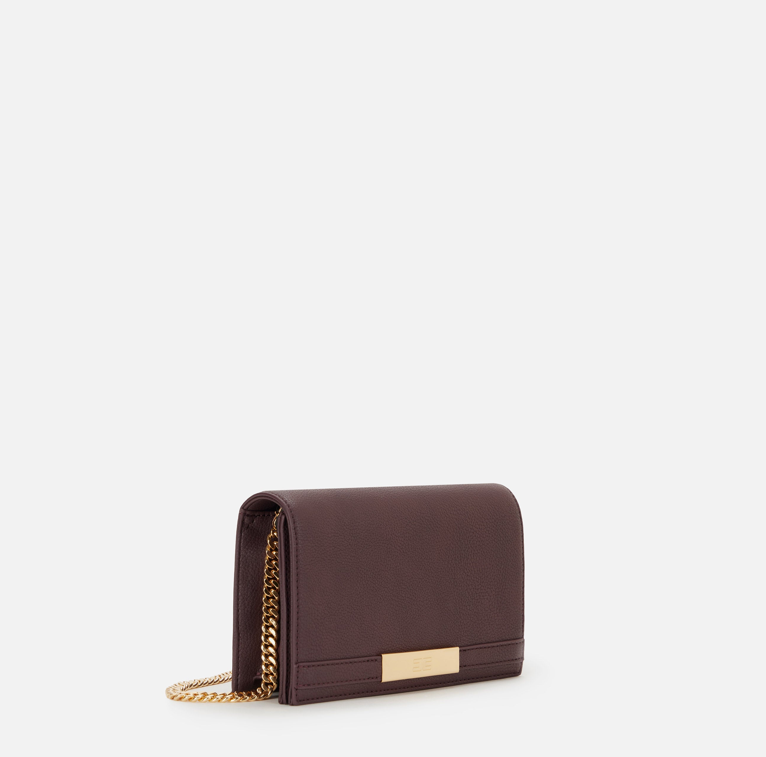 ELISABETTA FRANCHI Borsa Tracolla Placca Logo-Merlot