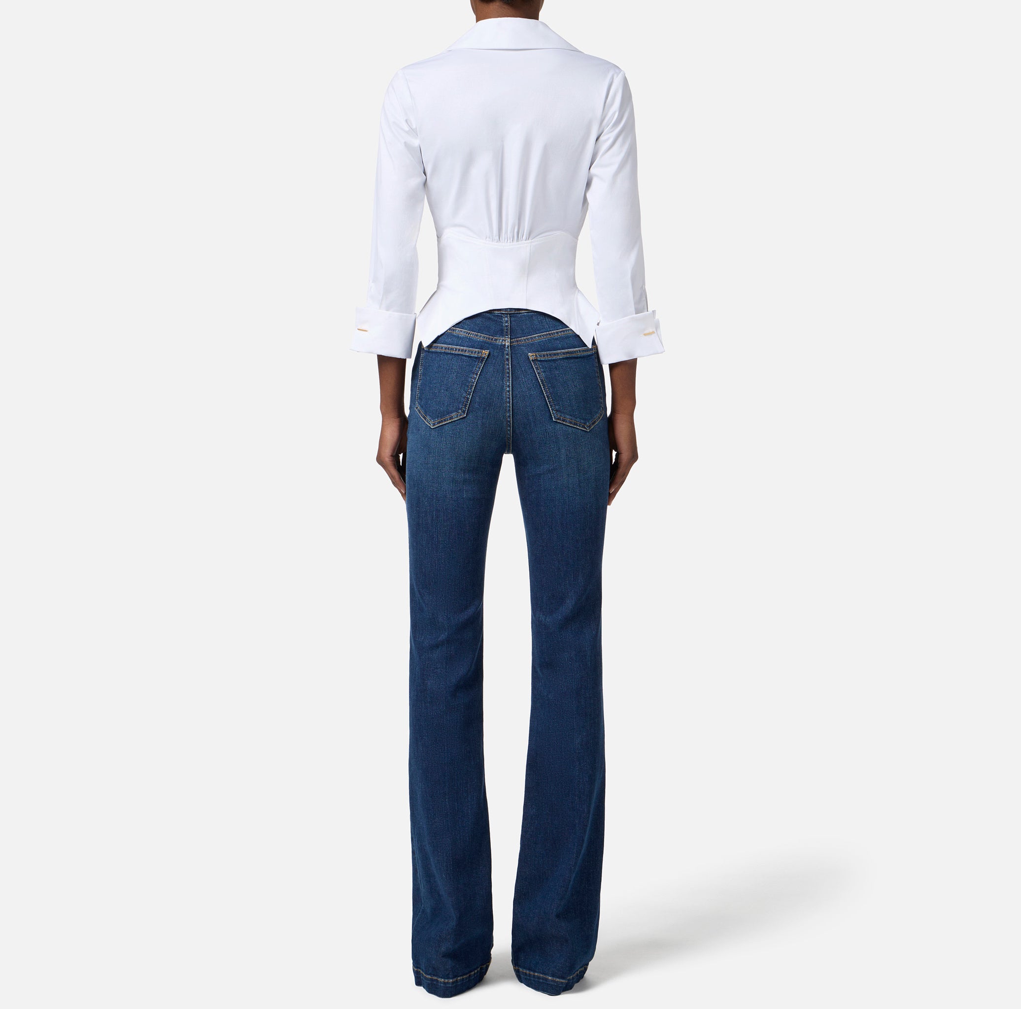ELISABETTA FRANCHI Camicia Cotone Ganci-Bianco