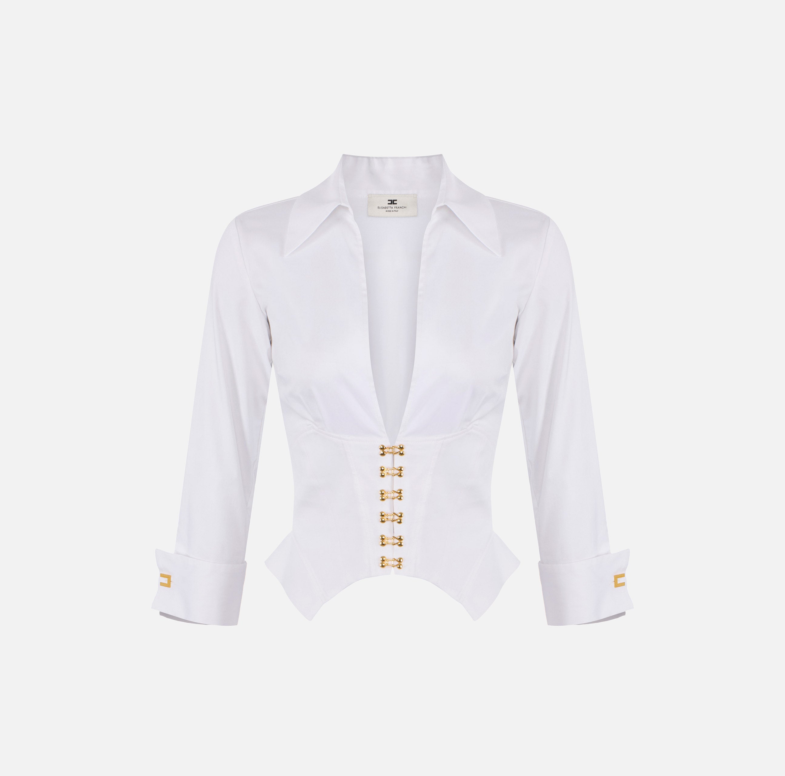 ELISABETTA FRANCHI Camicia Cotone Ganci-Bianco
