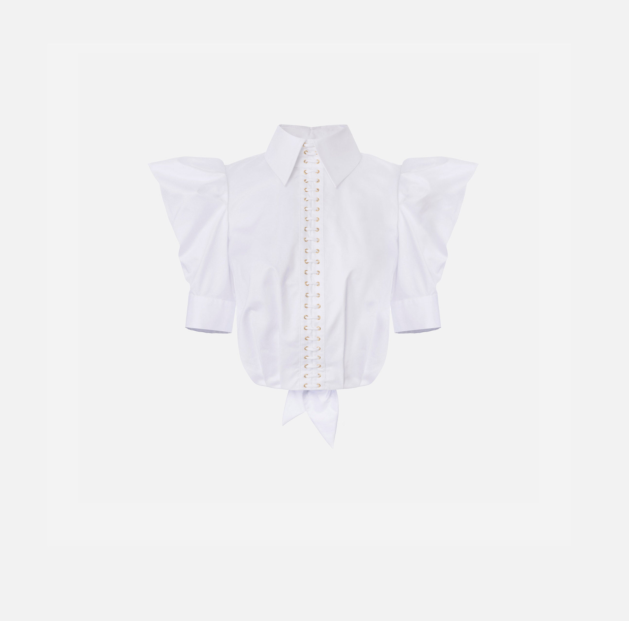 ELISABETTA FRANCHI Camicia Balloon Popeline Cotone-Bianco