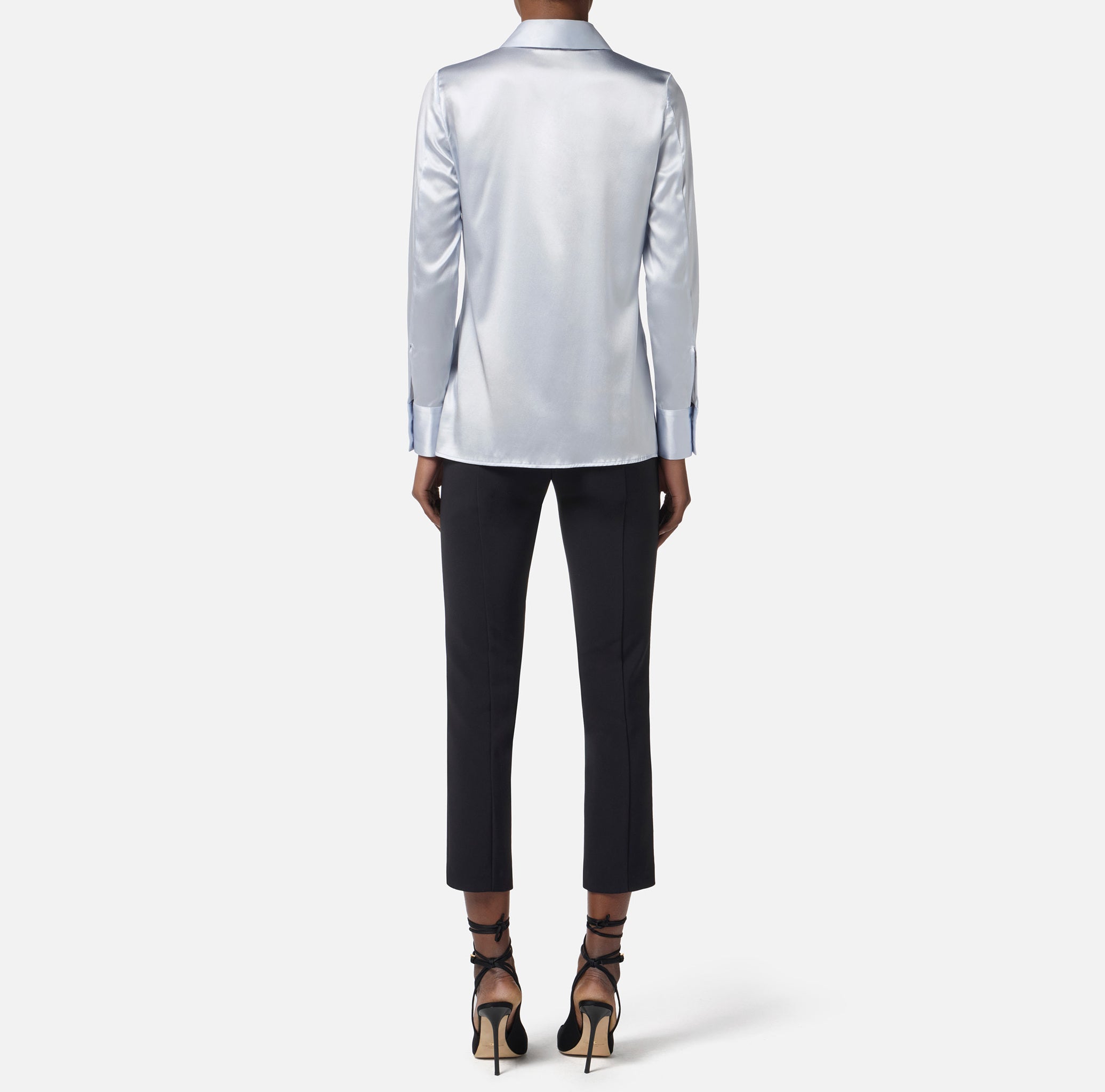 ELISABETTA FRANCHI Camicia Raso Seta Papillon-Starlight Nero
