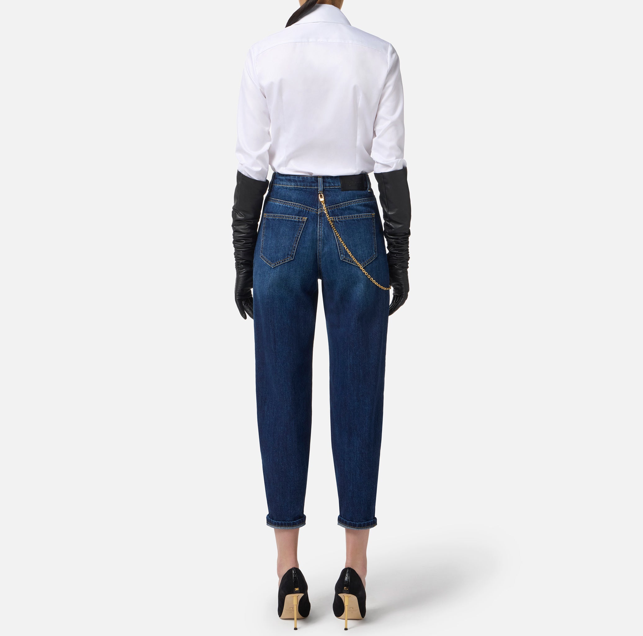 ELISABETTA FRANCHI Camicia Popeline Cotone-Bianco
