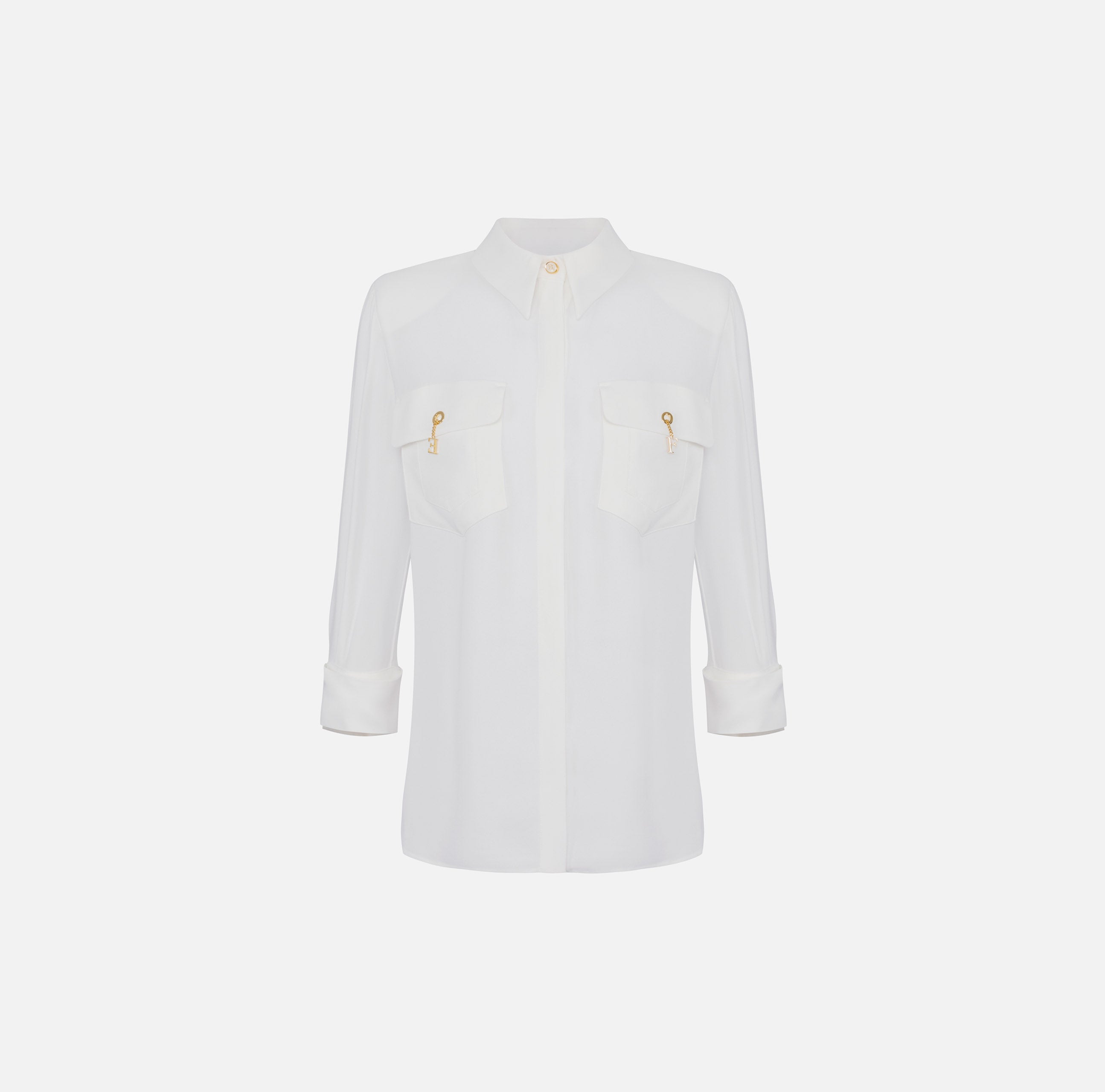 ELISABETTA FRANCHI Camicia Georgette Viscosa-Avorio