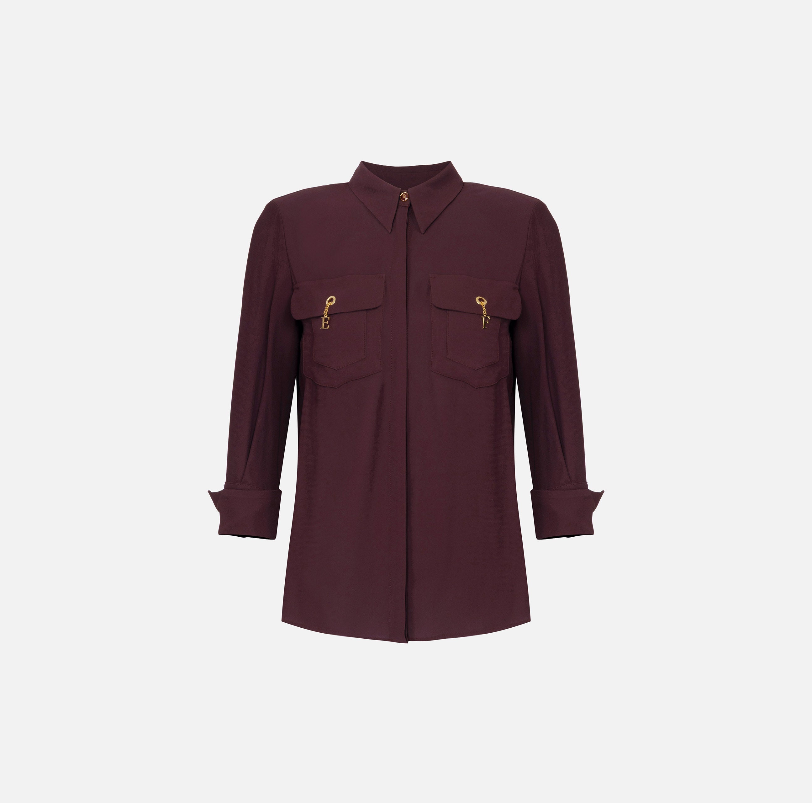 ELISABETTA FRANCHI Camicia Georgette Viscosa-Merlot