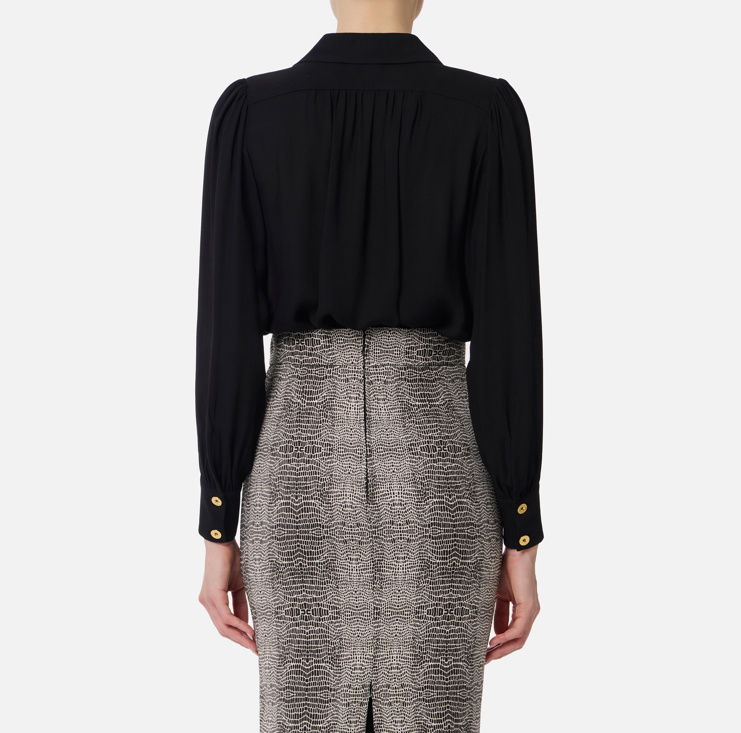 ELISABETTA FRANCHI Camicia Georgette Viscosa Gioiello-Nero