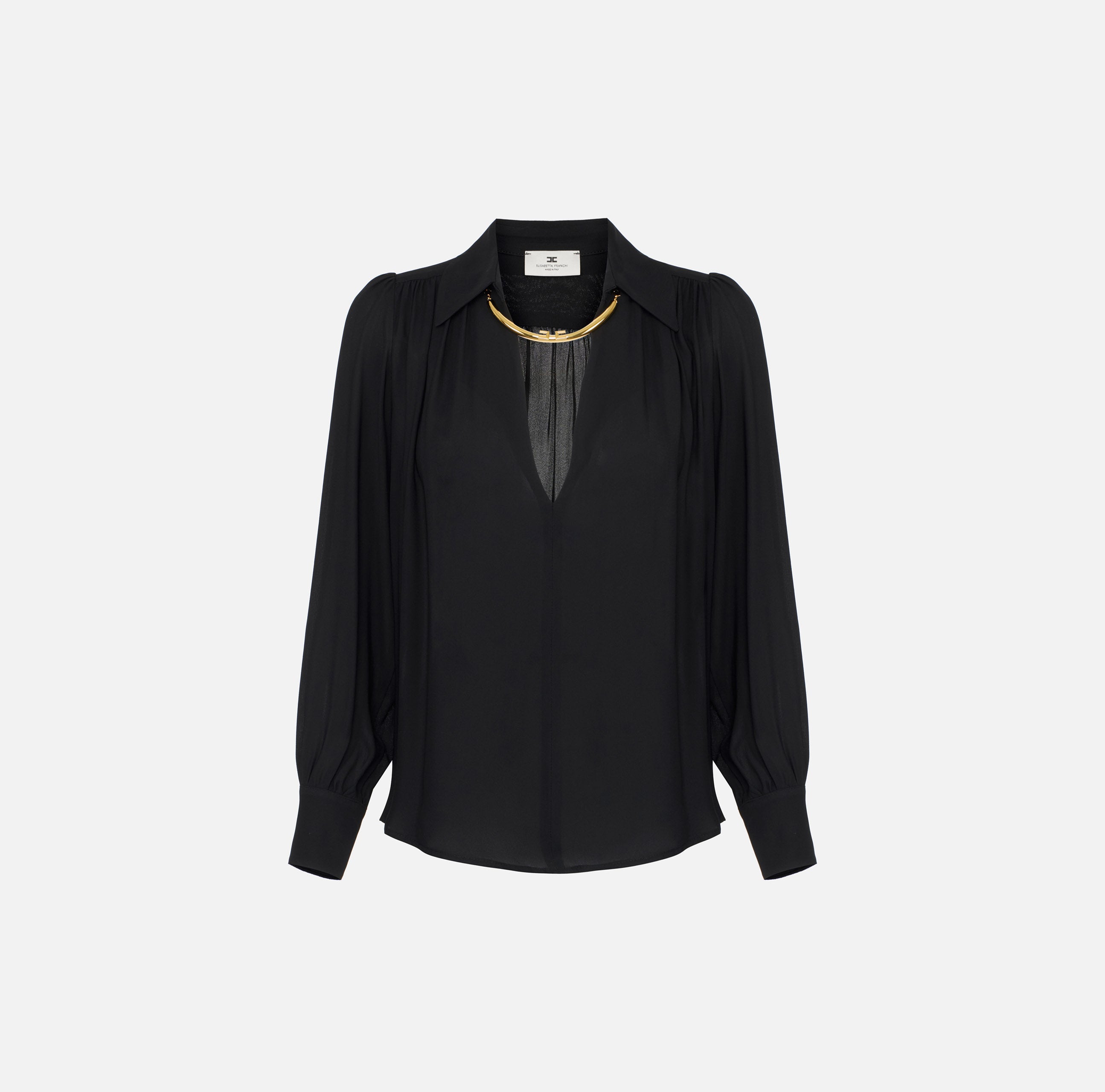 ELISABETTA FRANCHI Camicia Georgette Viscosa Gioiello-Nero