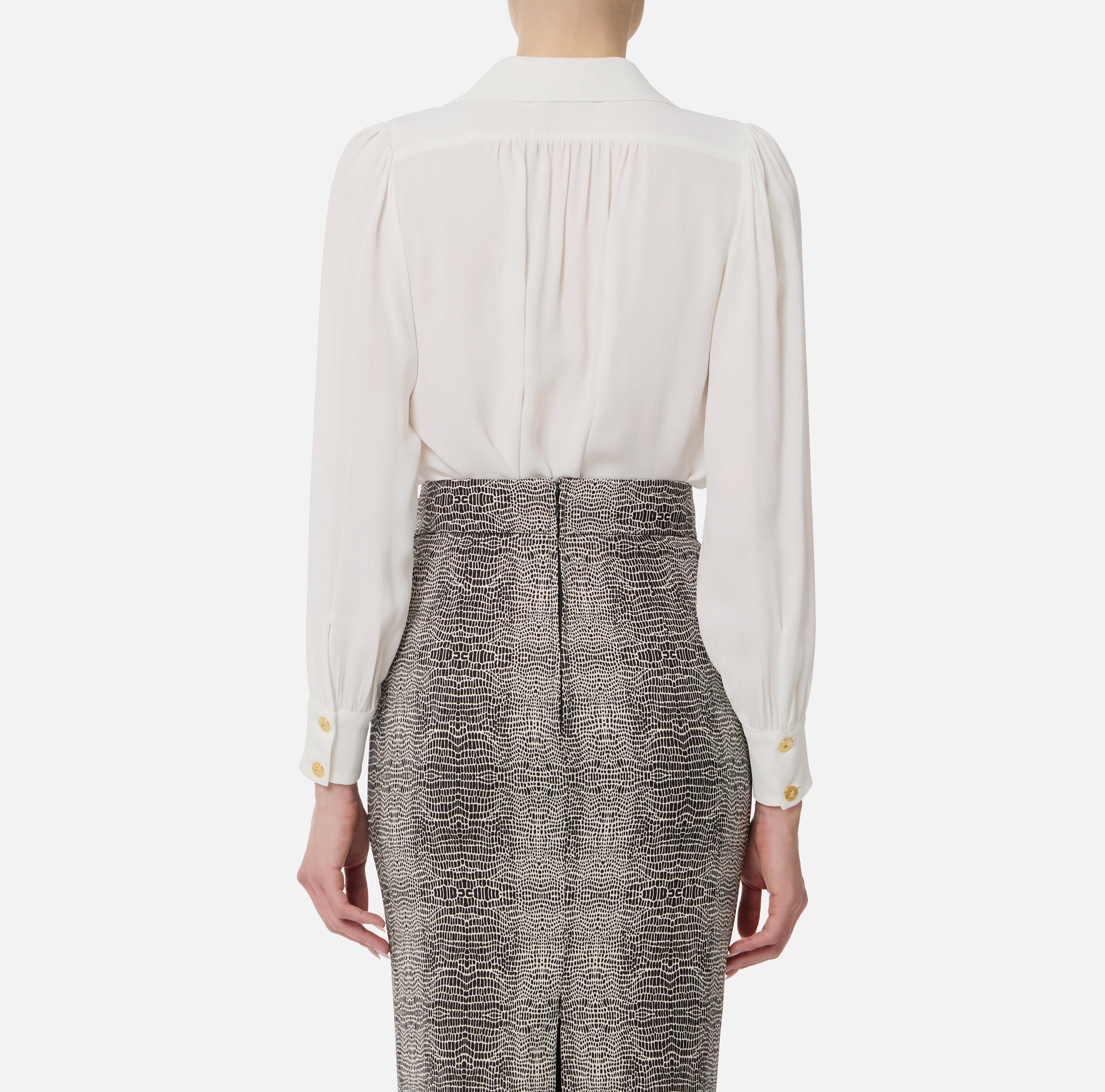 ELISABETTA FRANCHI Camicia Georgette Viscosa Gioiello-Avorio
