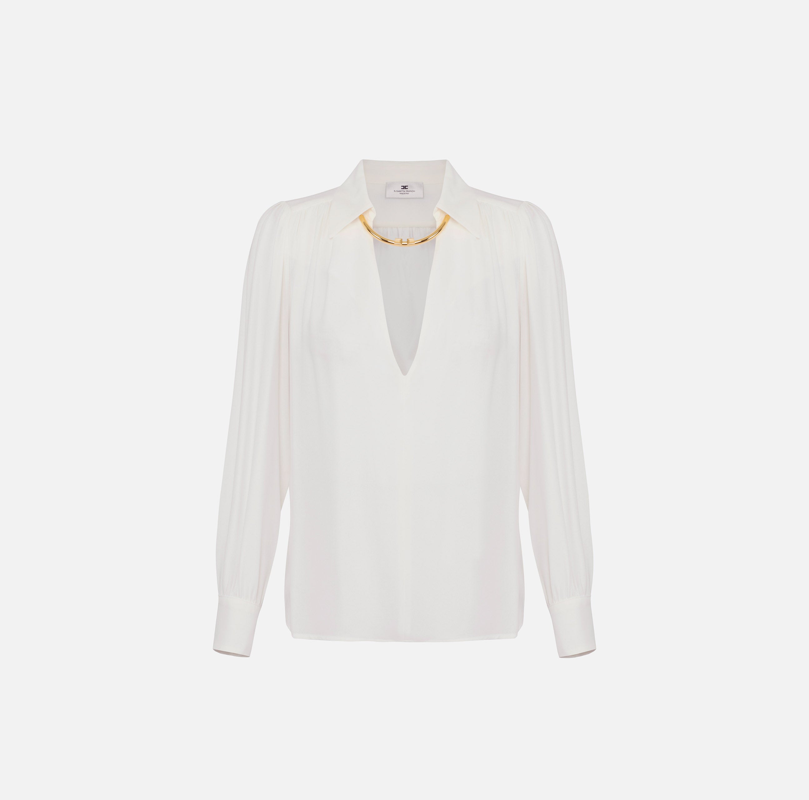 ELISABETTA FRANCHI Camicia Georgette Viscosa Gioiello-Avorio