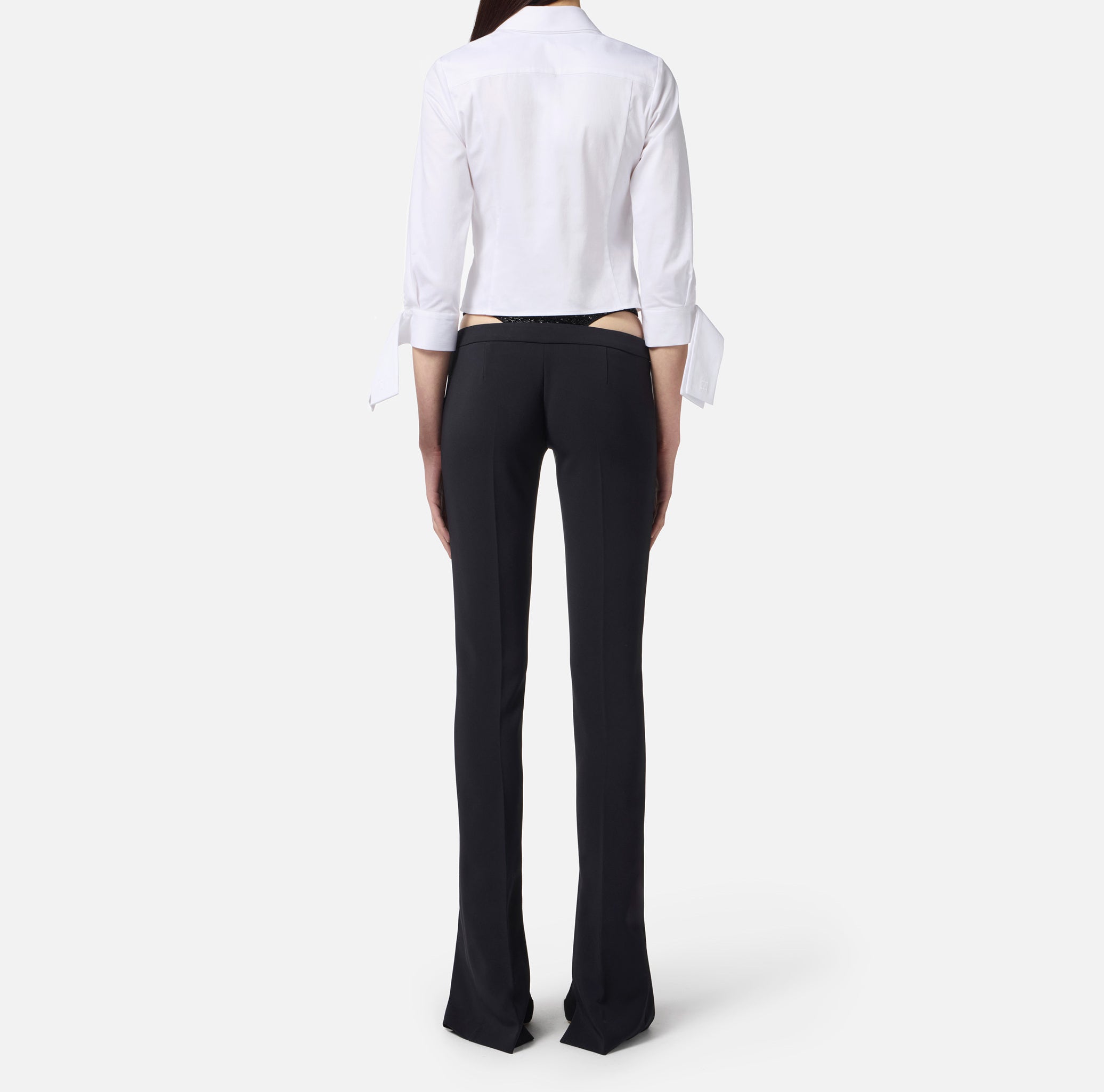 ELISABETTA FRANCHI Camicia Popeline Cotone Papillon-Bianco