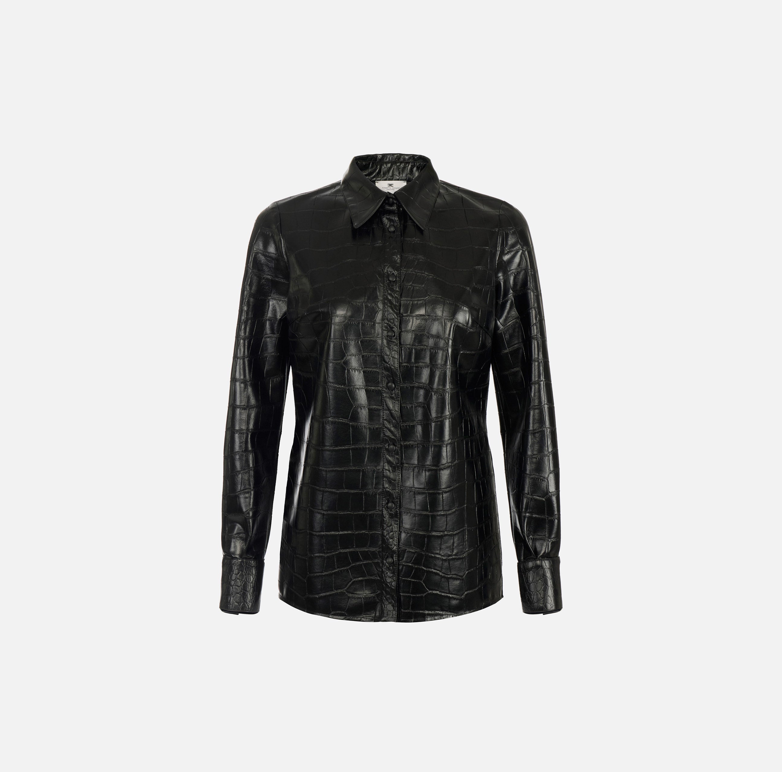 ELISABETTA FRANCHI CAMICIA Ecopelle Coccodrillo-Nero