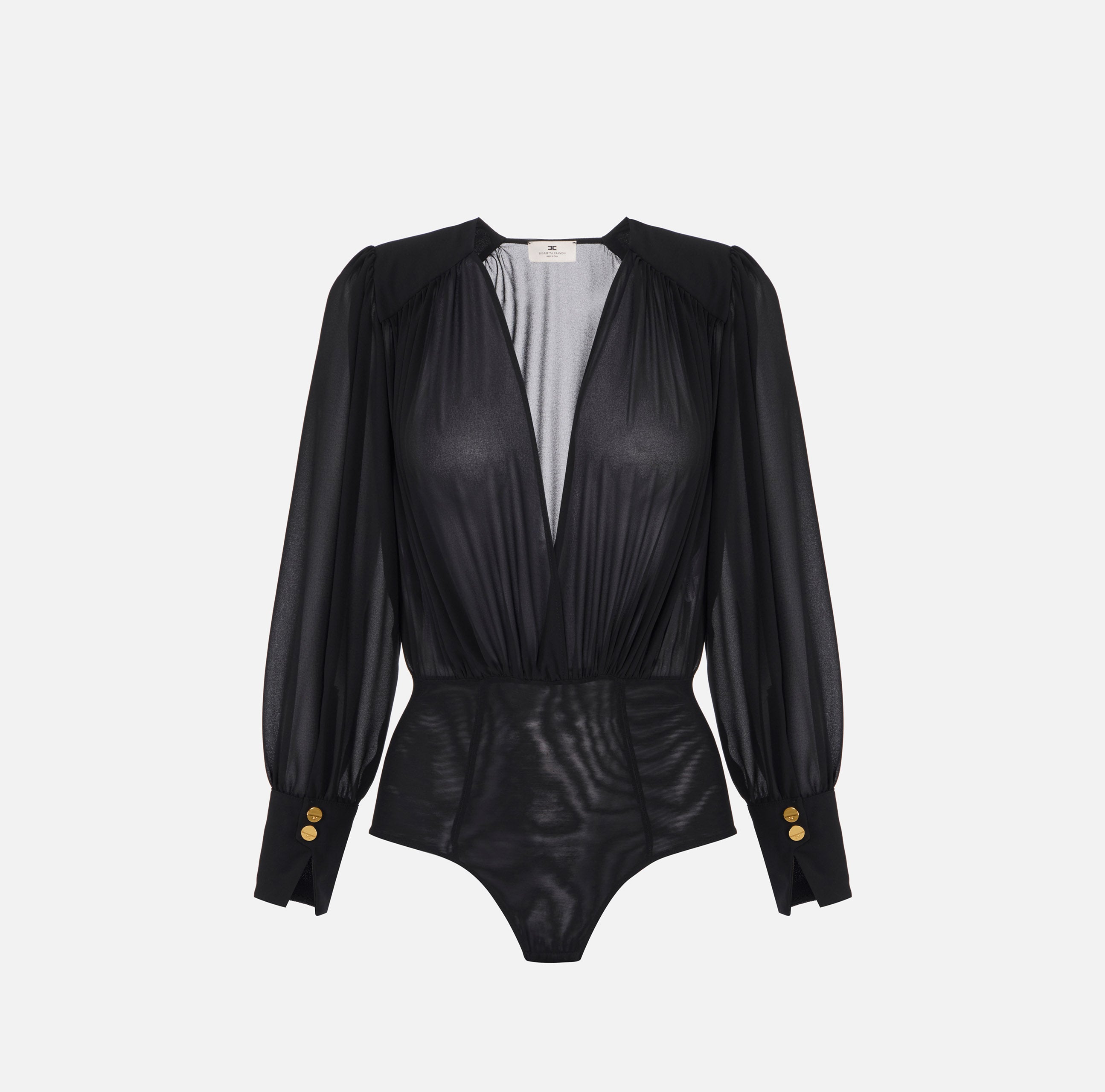 ELISABETTA FRANCHI CAMICIA A BODY Georgette-Nero
