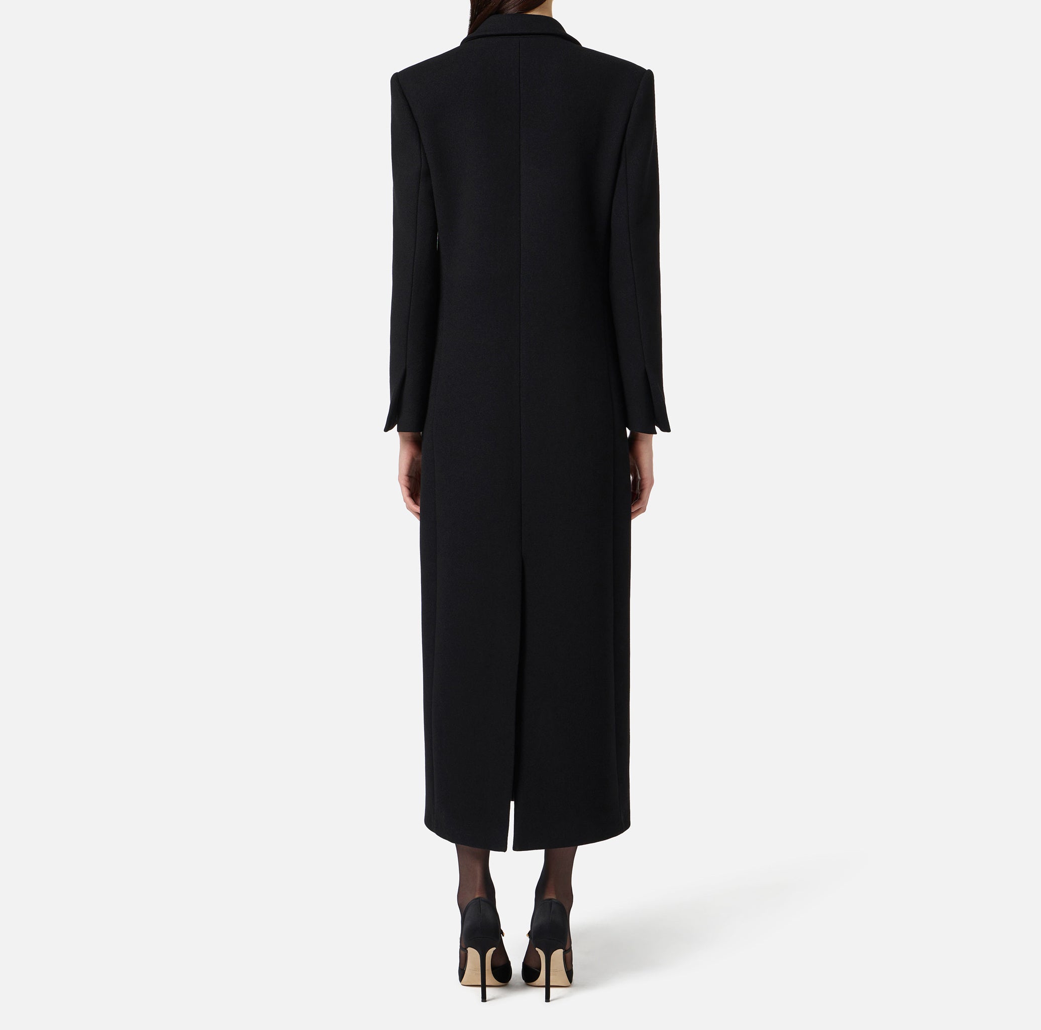 ELISABETTA FRANCHI Cappotto Lungo Doppiopetto Panno Lana-Nero
