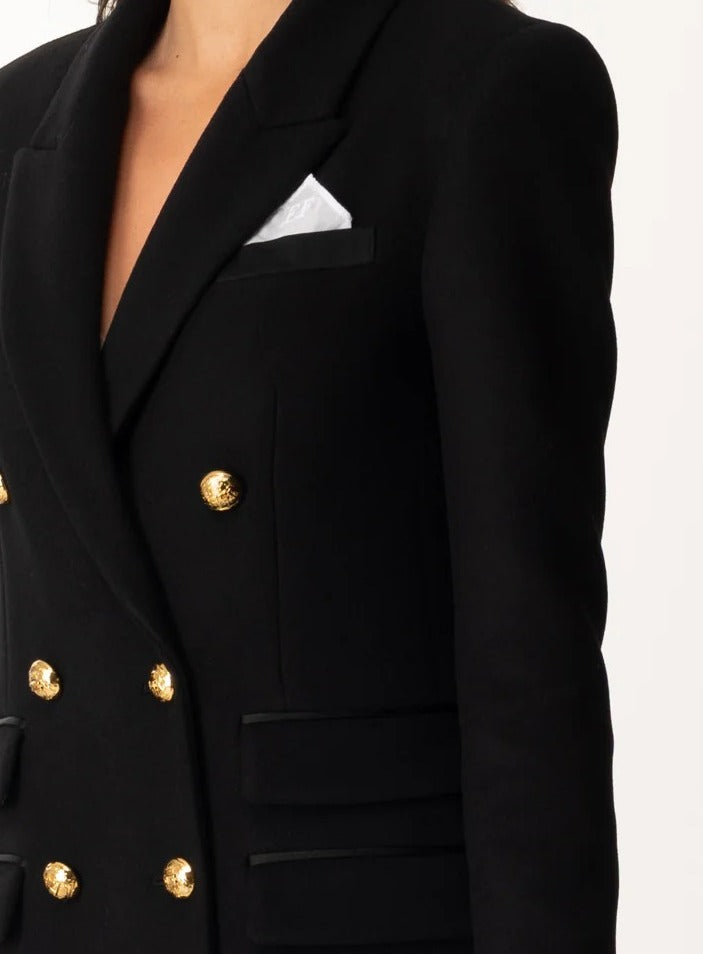 ELISABETTA FRANCHI Cappotto Lungo Doppiopetto Panno Lana-Nero